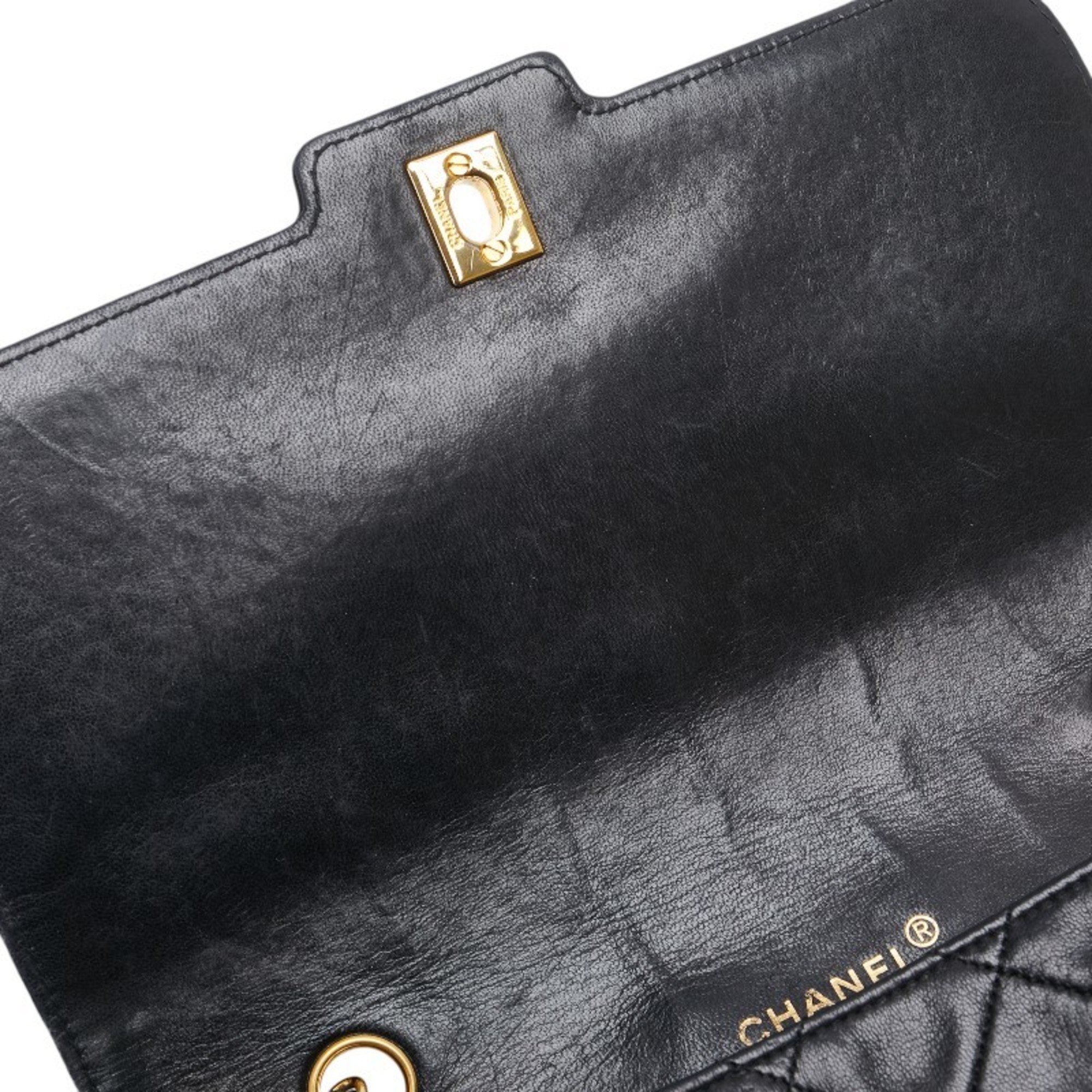 Chanel Matelasse Diana Single Flap Coco Mark Chain Shoulder Bag Black Lambskin Women's CHANEL