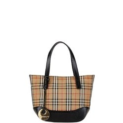 Burberry Nova Check Shadow Horse Handbag Beige Black Canvas Leather Women's BURBERRY