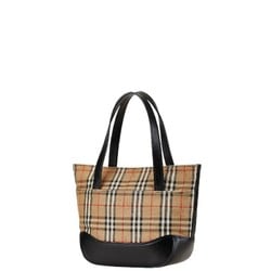 Burberry Nova Check Shadow Horse Handbag Beige Black Canvas Leather Women's BURBERRY