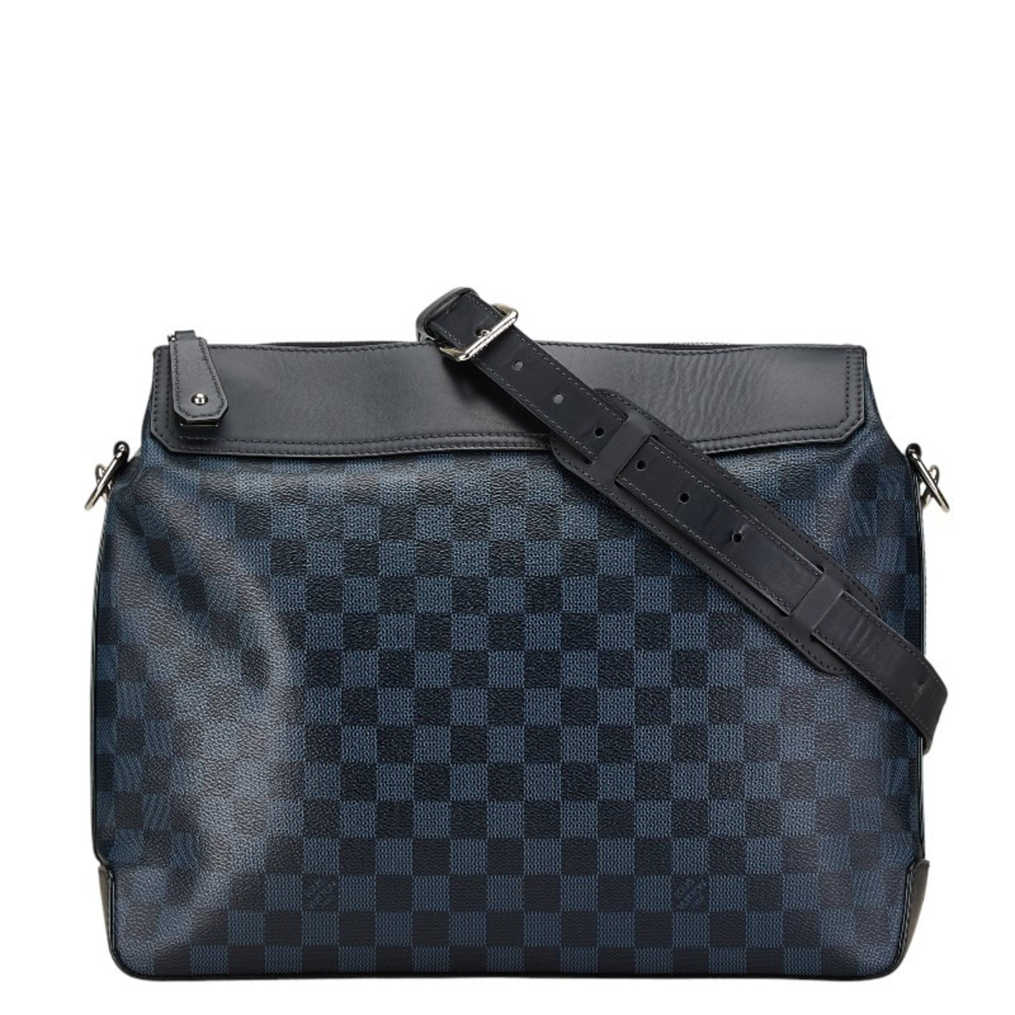 Louis Vuitton Damier Greenwich Shoulder Bag N41348 Navy Black PVC Leather Women's LOUIS VUITTON