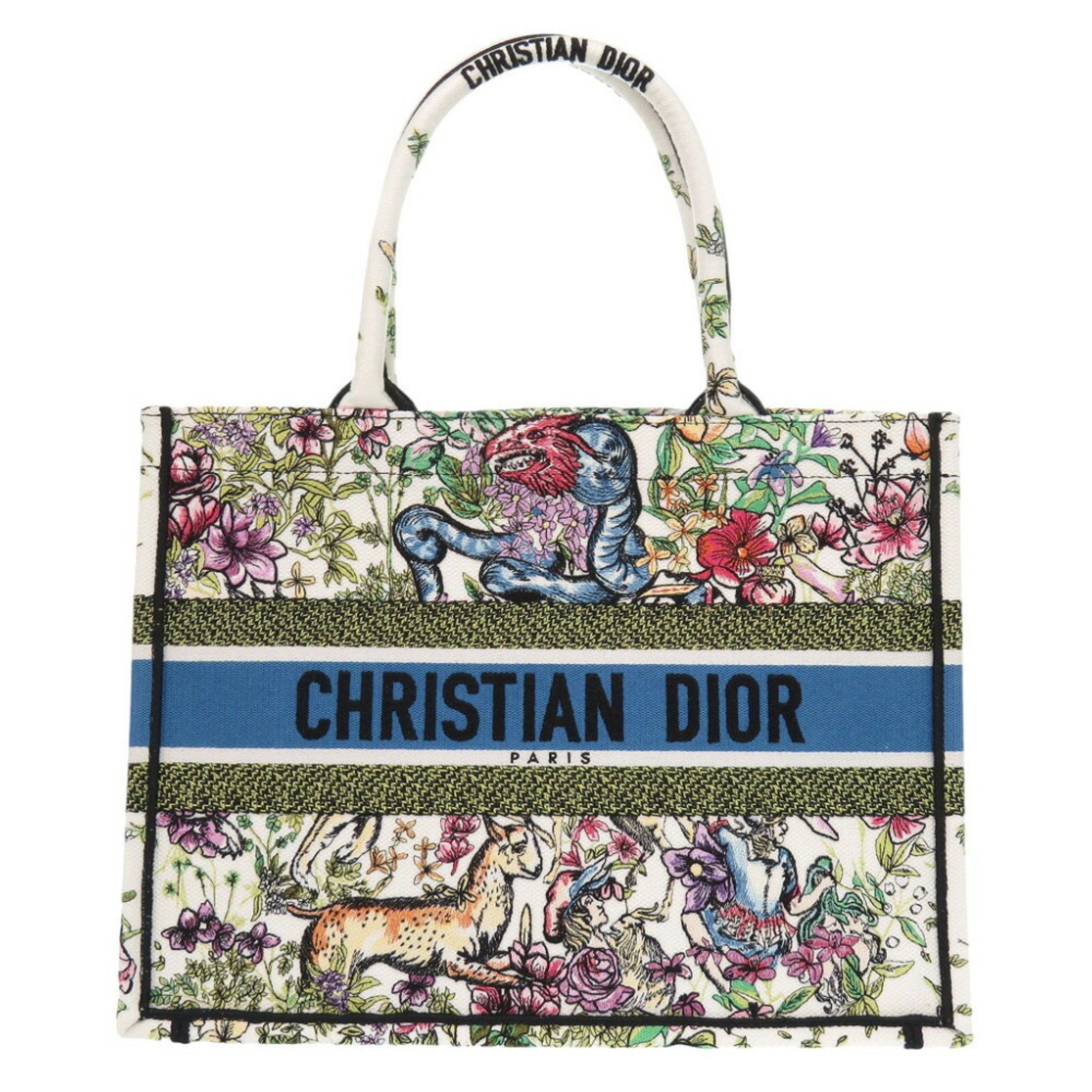 Christian Dior Book Tote Medium Bag Canvas White 0723Christian