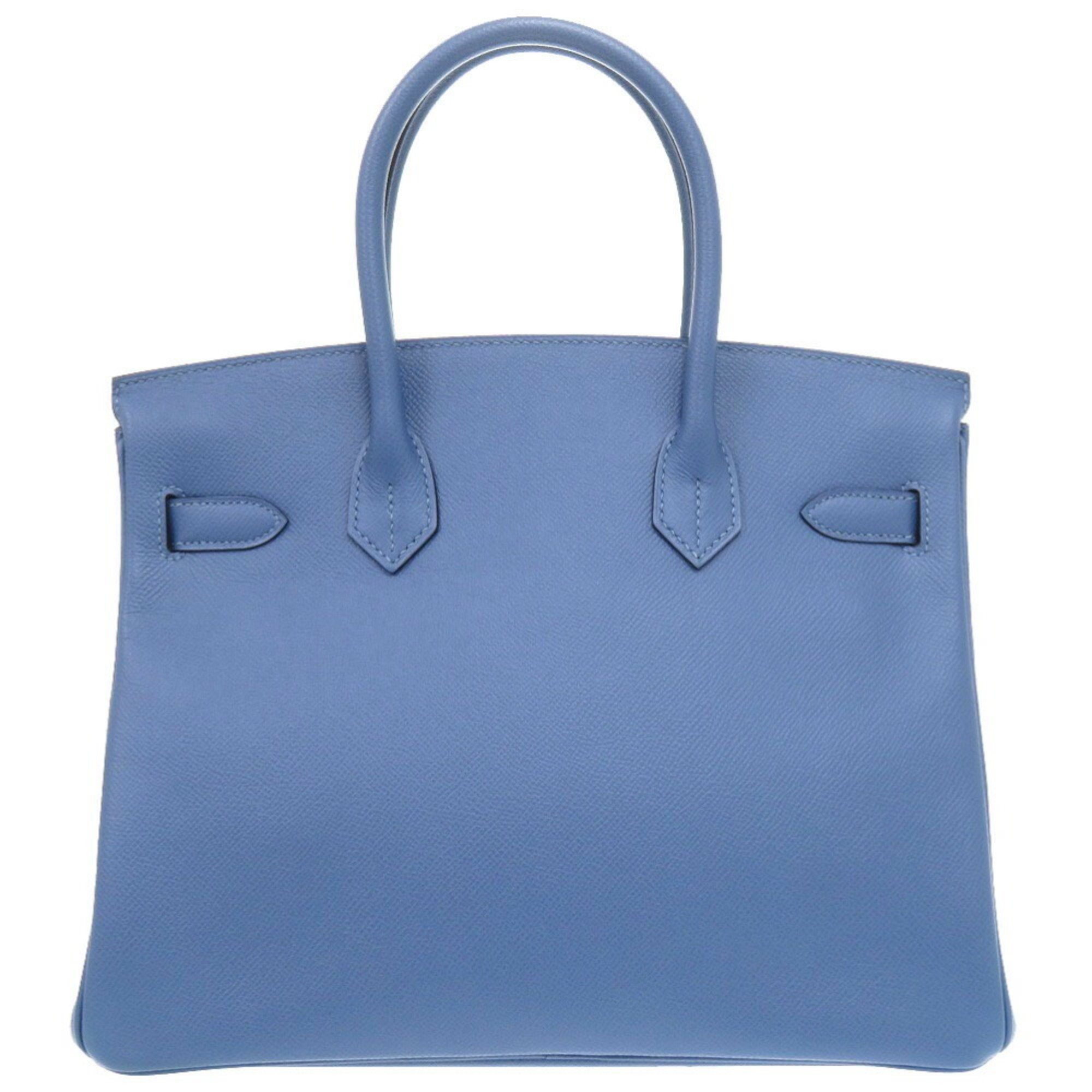 Hermes Birkin 30 Epsom Leather Azur D Stamp Handbag Blue 0160 HERMES