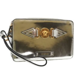 Versace Medusa Biggie Small Shoulder Bag Clutch Leather Silver 0294VERSACE