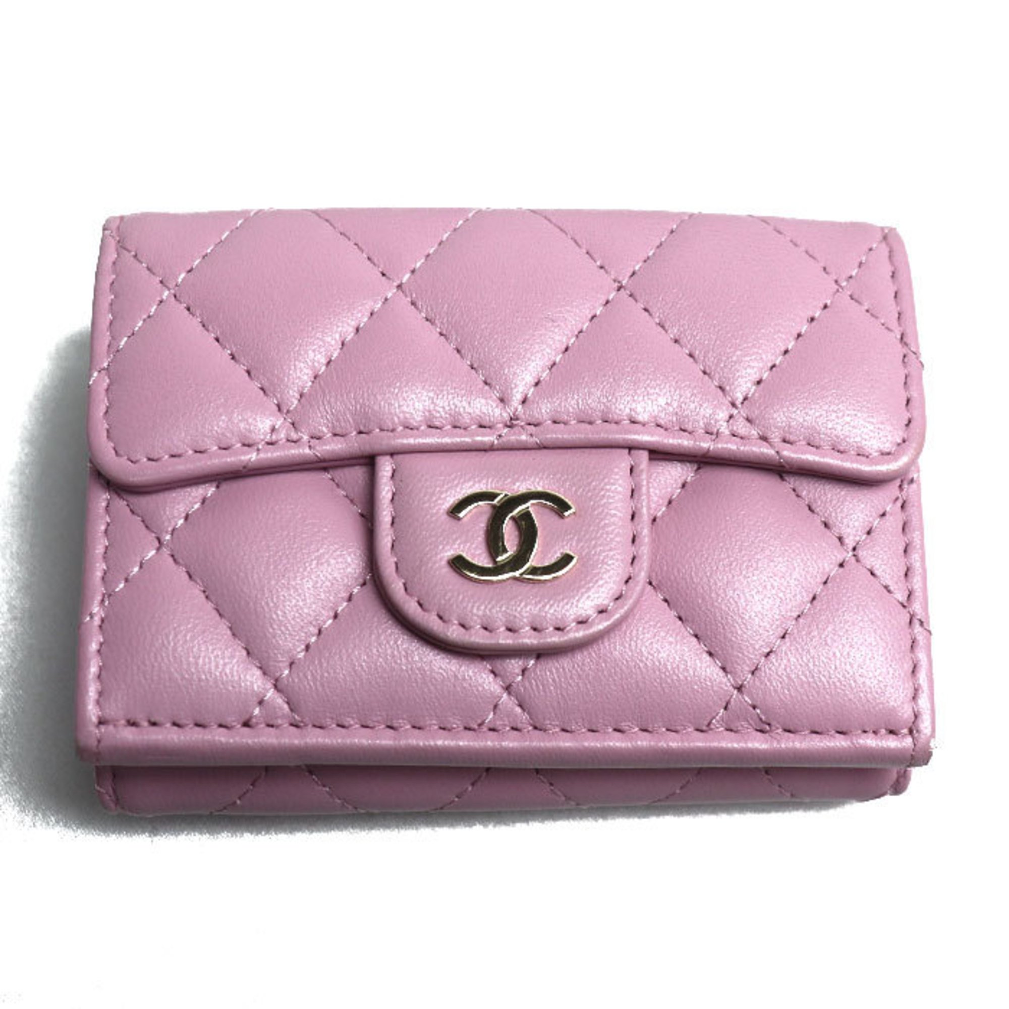 CHANEL Chanel Matelasse Classic Small Flap Wallet Tri-fold Pink AP0230 Women's