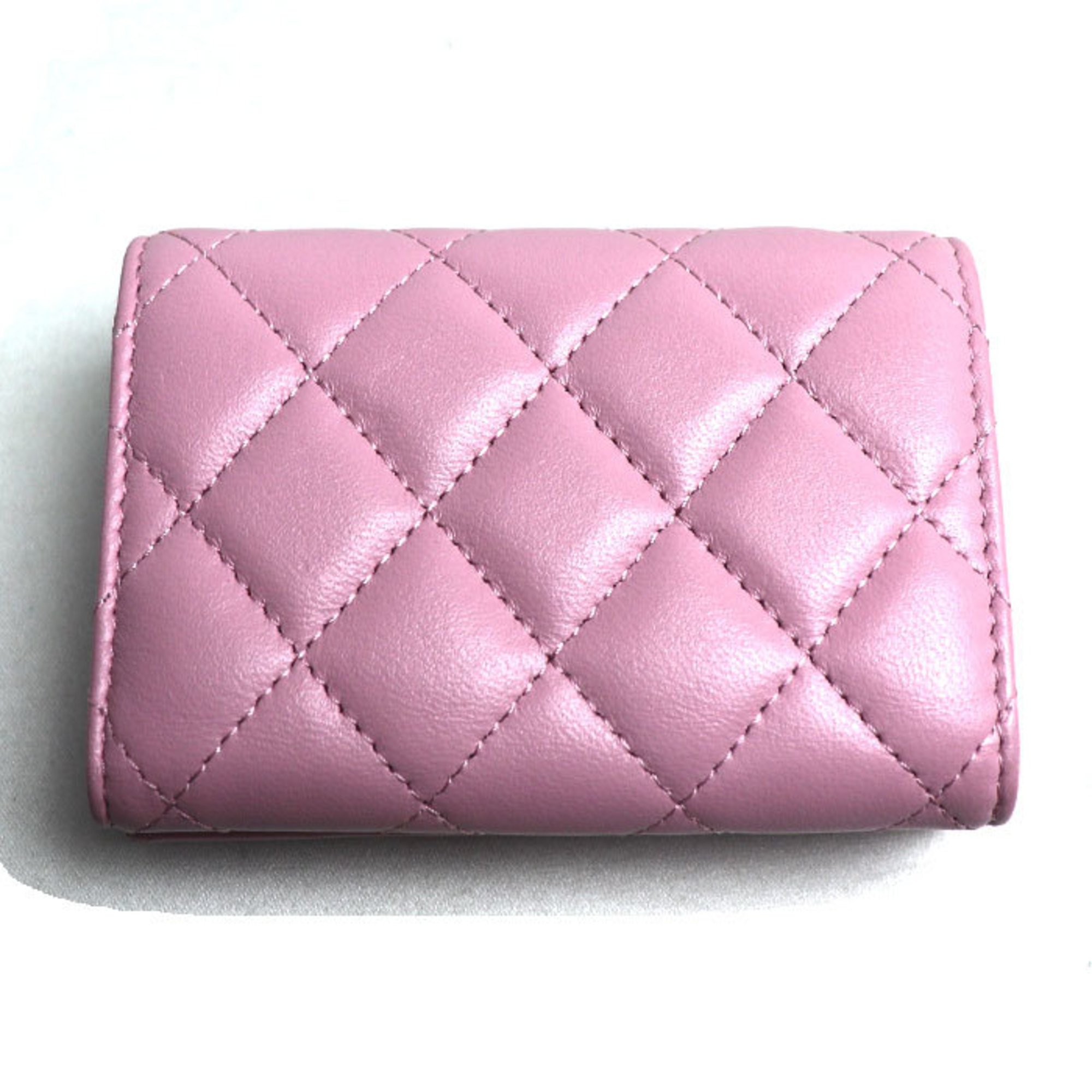 CHANEL Chanel Matelasse Classic Small Flap Wallet Tri-fold Pink AP0230 Women's