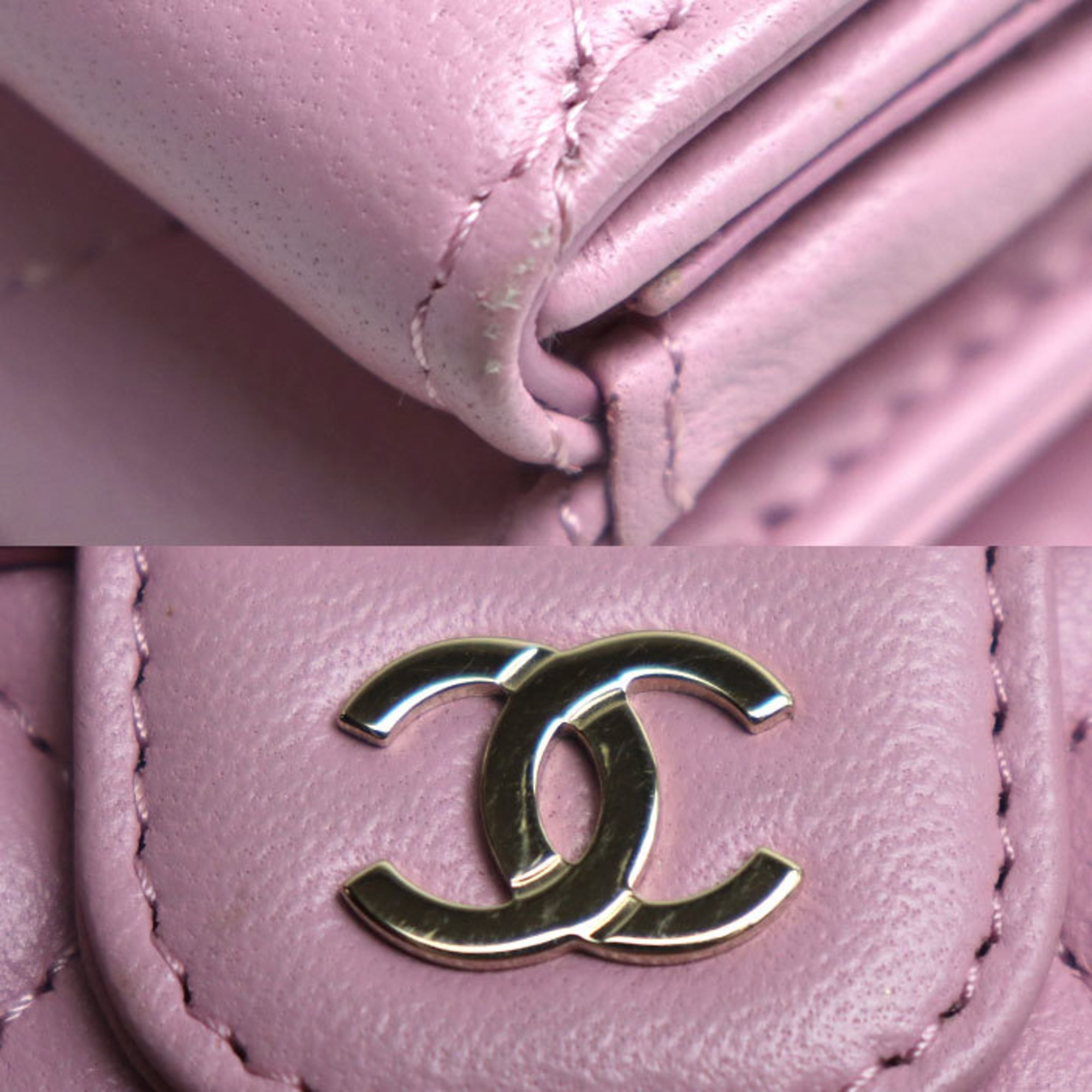 CHANEL Chanel Matelasse Classic Small Flap Wallet Tri-fold Pink AP0230 Women's