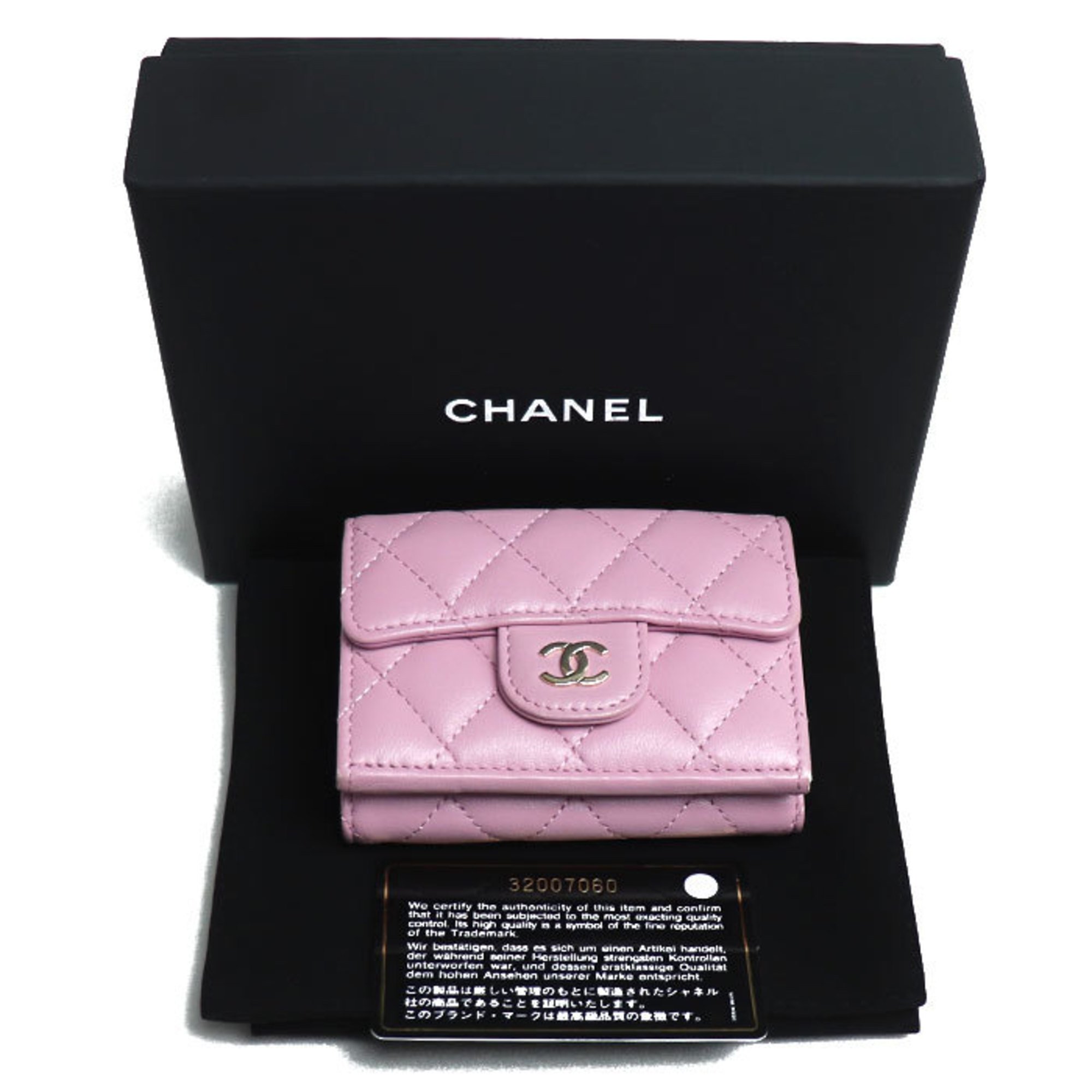 CHANEL Chanel Matelasse Classic Small Flap Wallet Tri-fold Pink AP0230 Women's