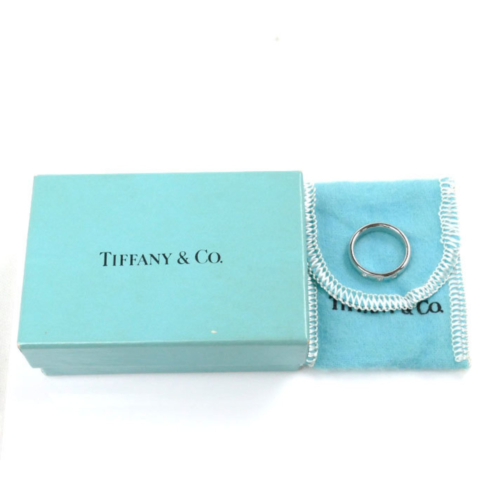 TIFFANY & Co. Tiffany Pt950 Platinum Lucida Band Ring 3P Diamond Size 10 7.1g Women's