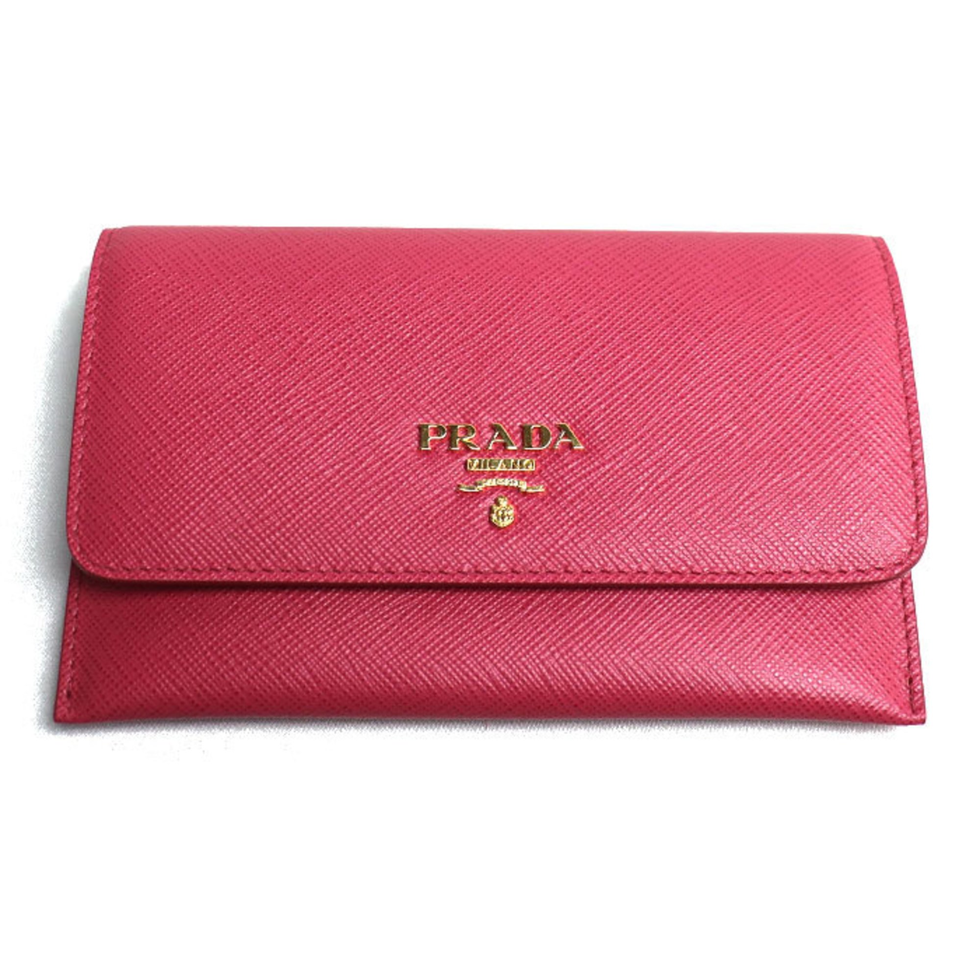 PRADA Saffiano Card Case Pass Pink 1MC004 QWA F0505 Women's