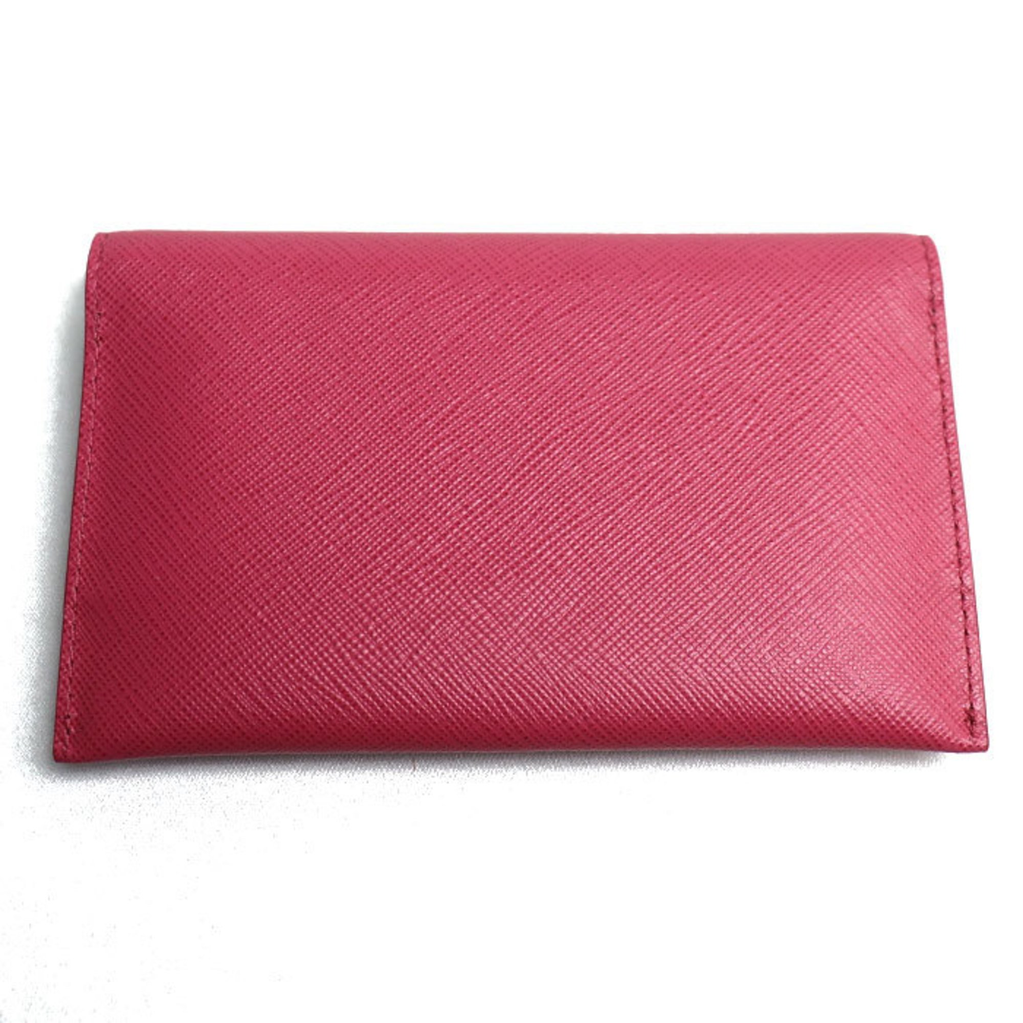 PRADA Saffiano Card Case Pass Pink 1MC004 QWA F0505 Women's