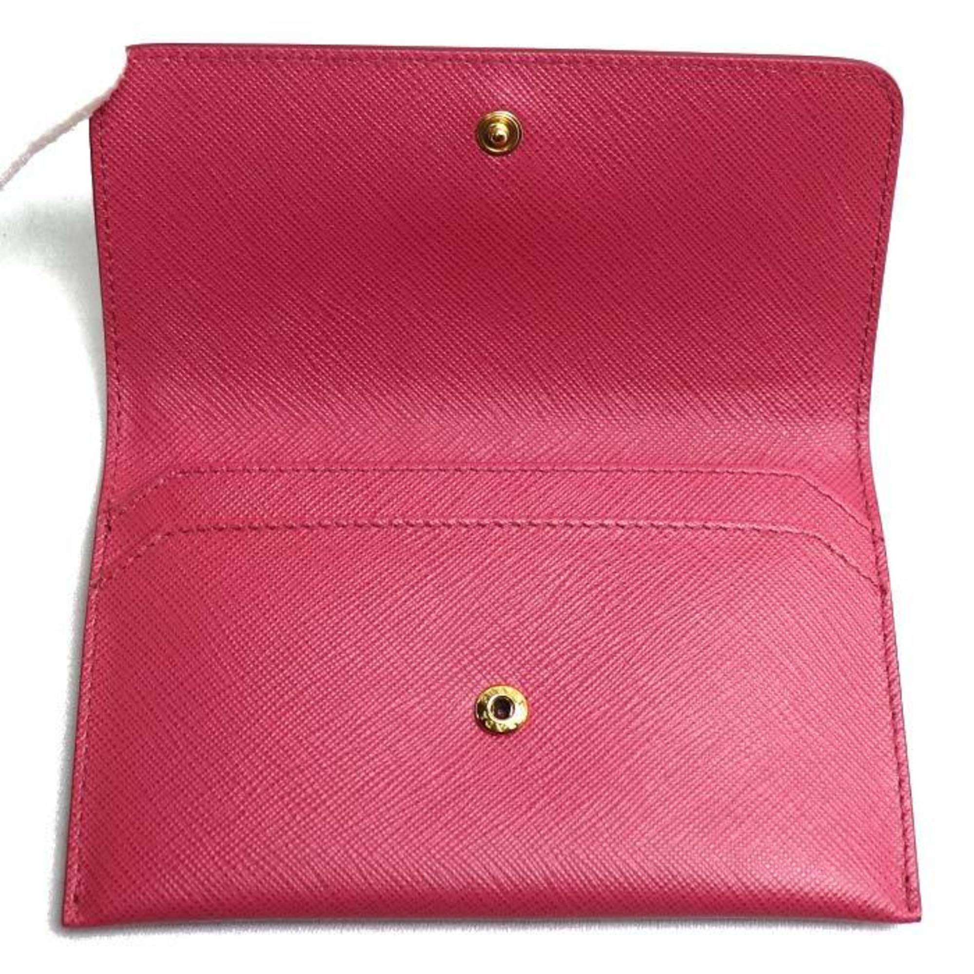 PRADA Saffiano Card Case Pass Pink 1MC004 QWA F0505 Women's