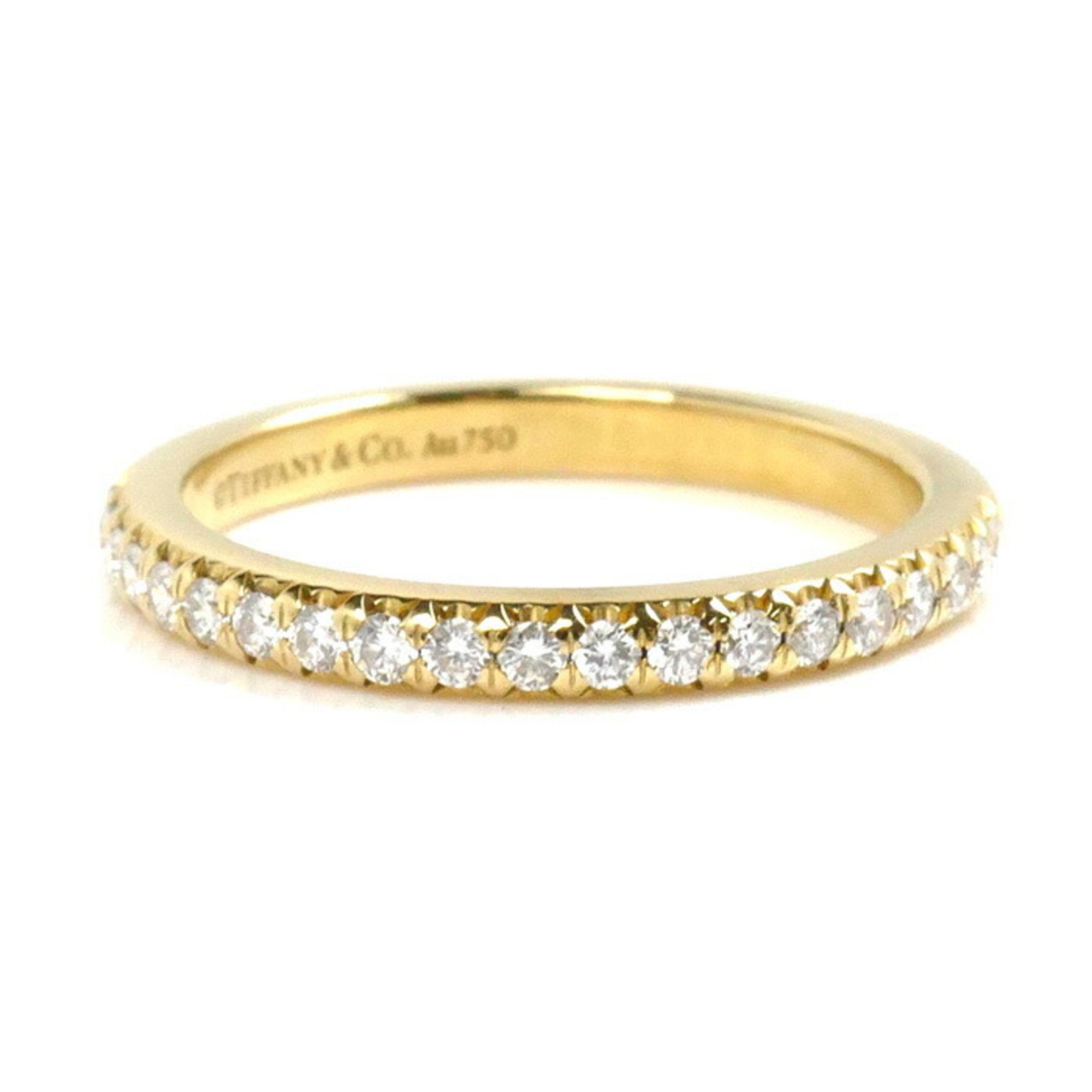 TIFFANY&Co. Tiffany K18YG Yellow Gold Soleste Half Eternity Ring Diamond Size 6.5 2.2g Women's