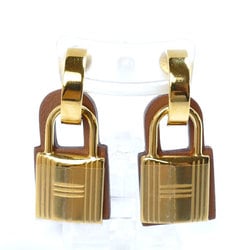 HERMES Hermes Veau Swift Metal O'Kelly Padlock Earrings 14.2g D Engraved Women's