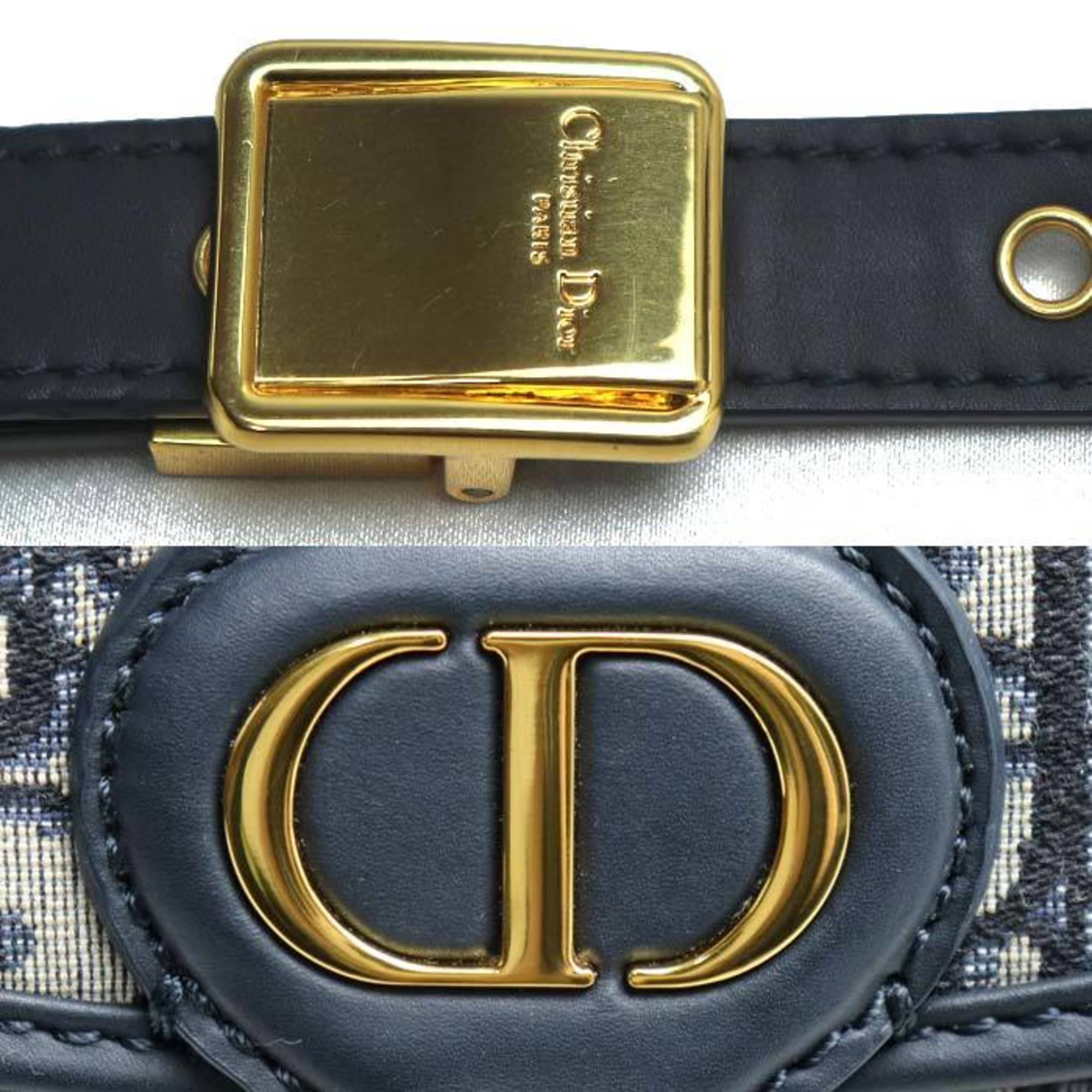 Christian Dior Bobby Medium Shoulder Bag Navy Beige M9319UTZQ M928 Women's