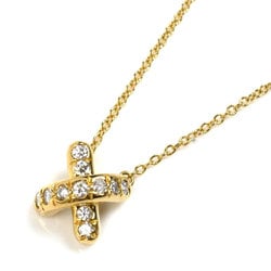 TIFFANY&Co. Tiffany K18YG Yellow Gold Cross Stitch Necklace Diamond 2.6g 42cm Women's