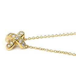 TIFFANY&Co. Tiffany K18YG Yellow Gold Cross Stitch Necklace Diamond 2.6g 42cm Women's