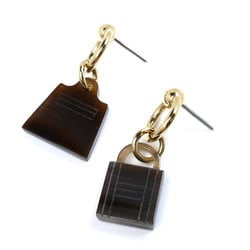 HERMES Buffalo Horn Metal Amulet Maroquinier Earrings 5.8g for Women