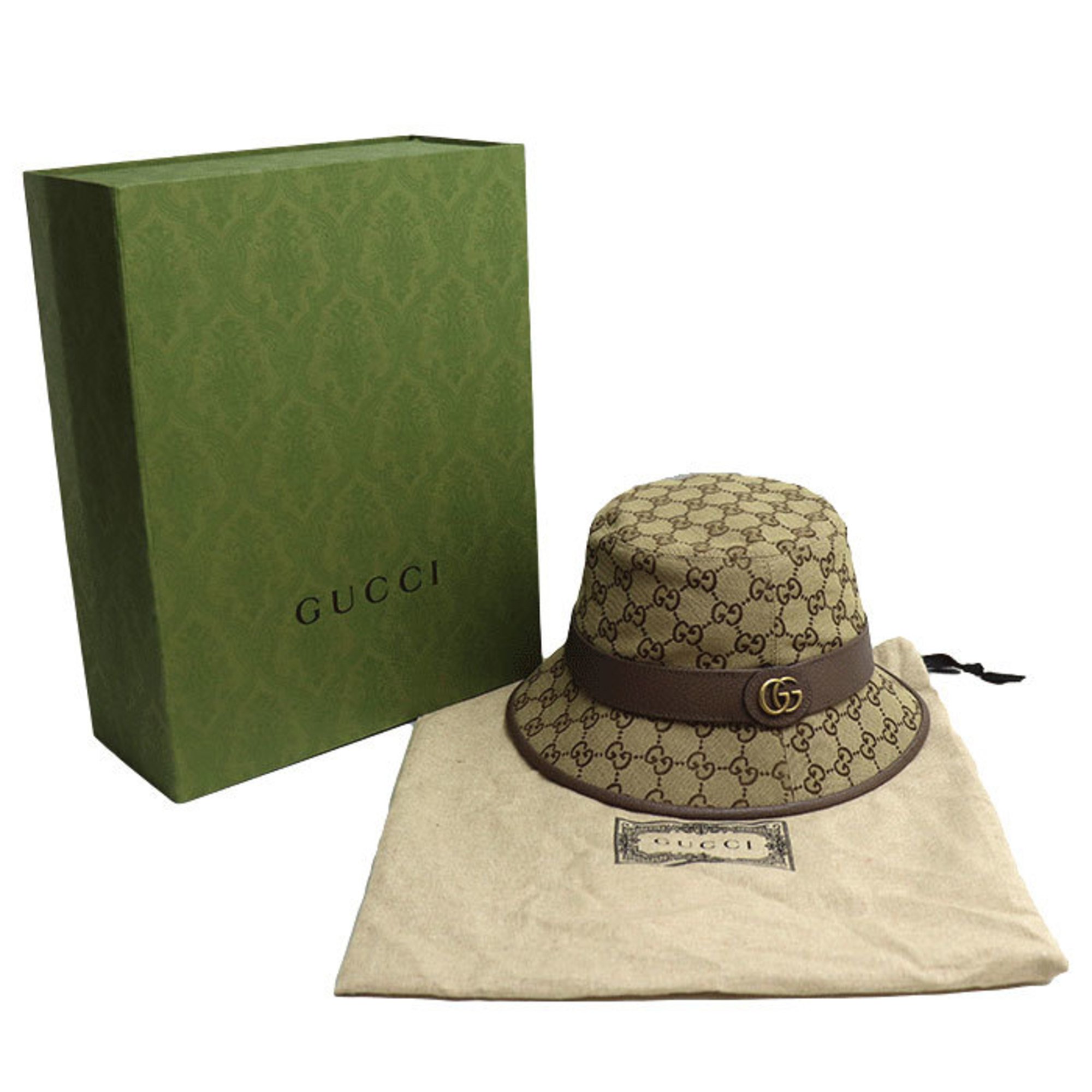 GUCCI GG Canvas Fedora Hat, Bucket Beige, 576587, 4HG62, 2564, M/58, Men's