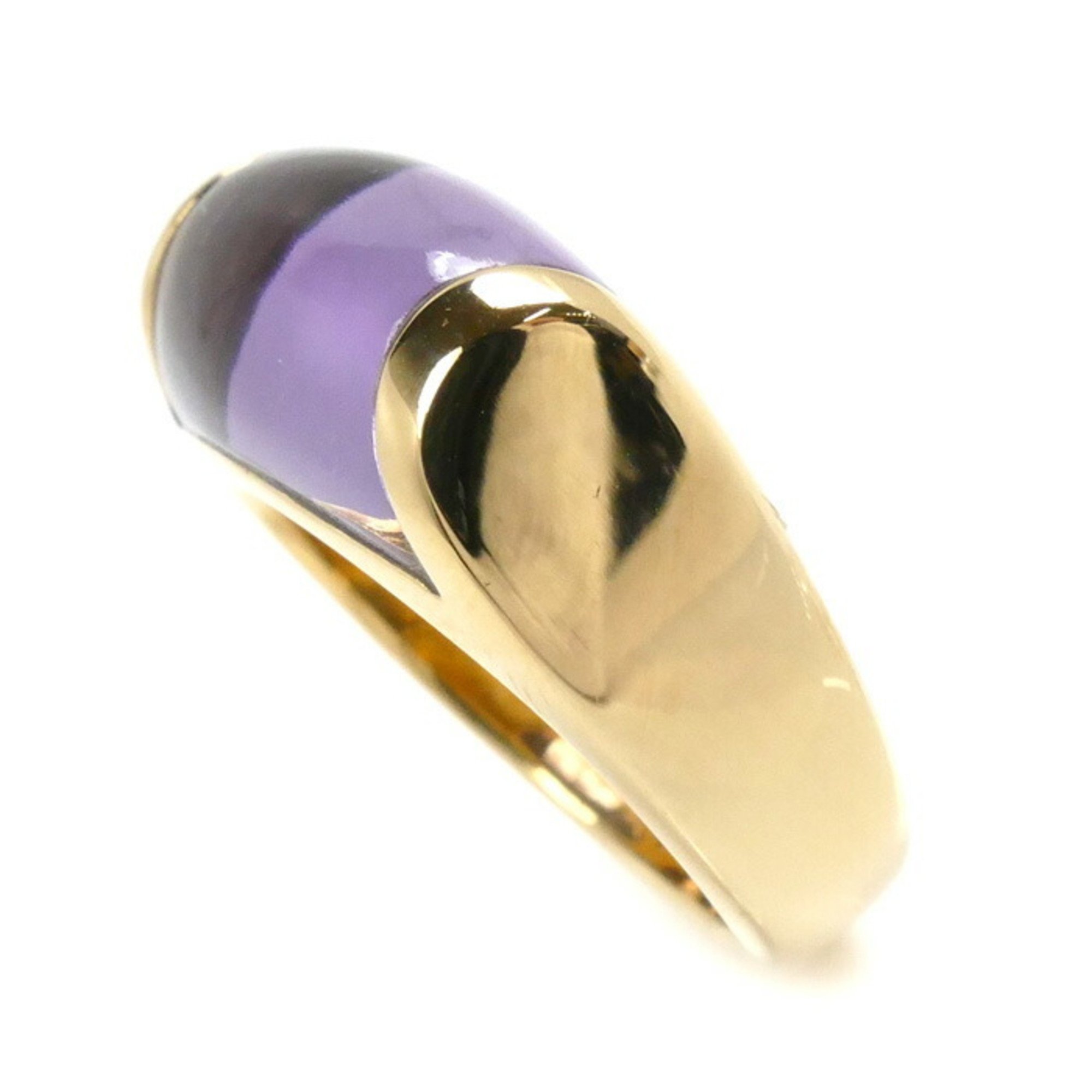 BVLGARI Bvlgari 18K Yellow Gold Tronchetto Ring with Amethyst, Size 10, 8.9g, Women's