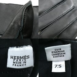 HERMES H Gloves Black 7.5 Unisex