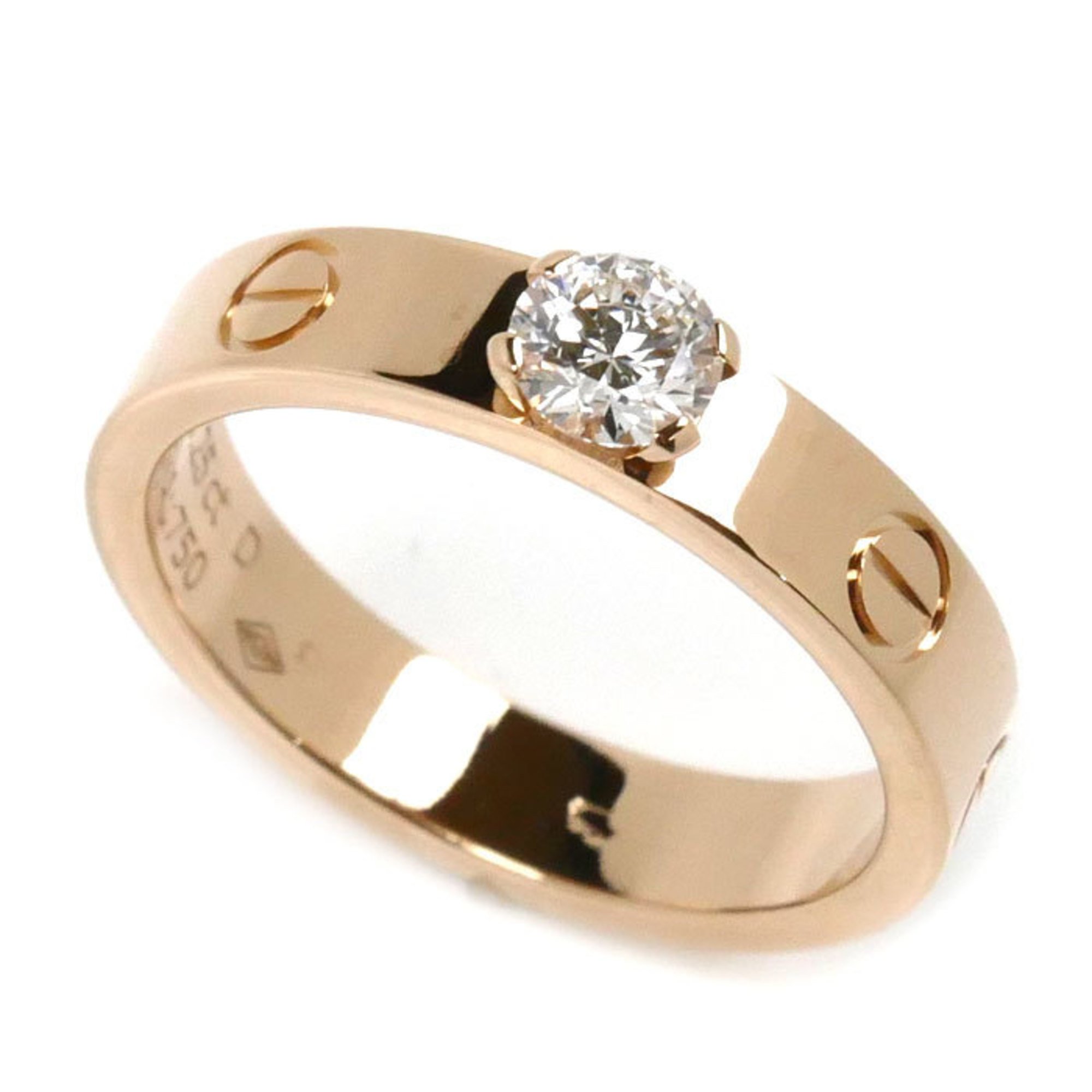 CARTIER K18PG Pink Gold Love Solitaire Ring N4250150 Diamond 0.25ct Size 9.5 50 4.2g Women's