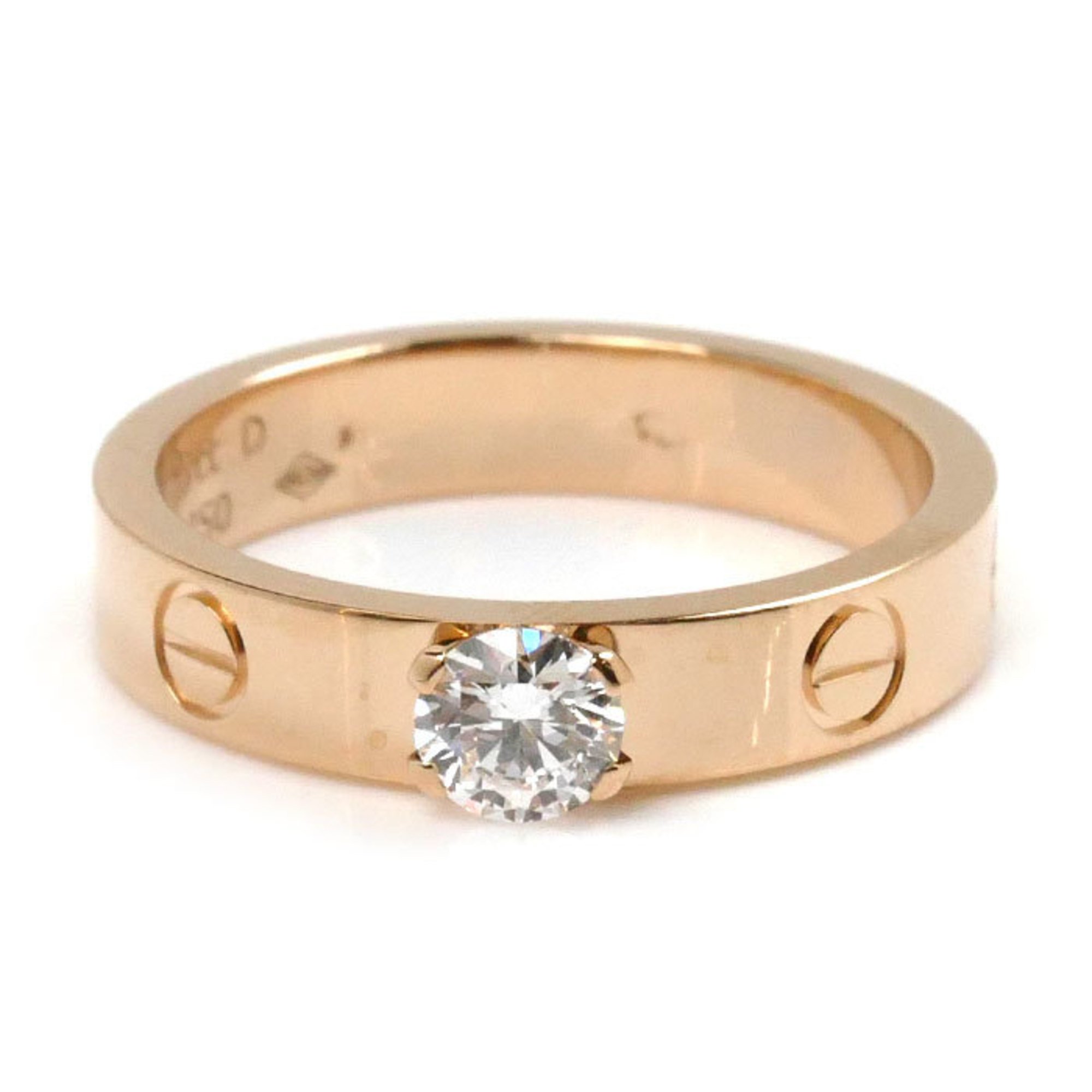 CARTIER K18PG Pink Gold Love Solitaire Ring N4250150 Diamond 0.25ct Size 9.5 50 4.2g Women's