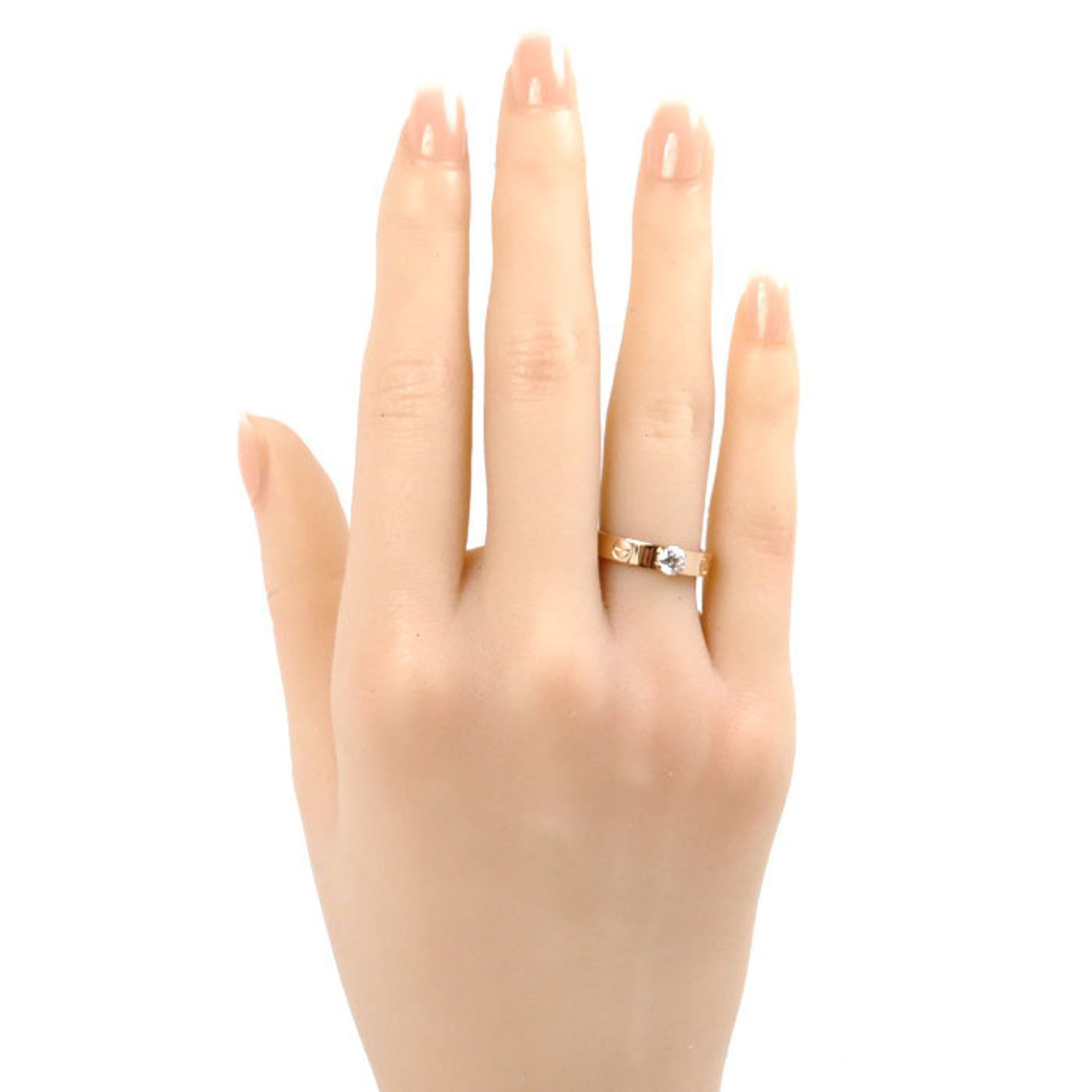 CARTIER K18PG Pink Gold Love Solitaire Ring N4250150 Diamond 0.25ct Size 9.5 50 4.2g Women's