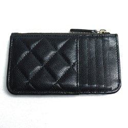 CHANEL Chanel Matelasse Classic Zip Card Case Coin Black AP2570 Women's