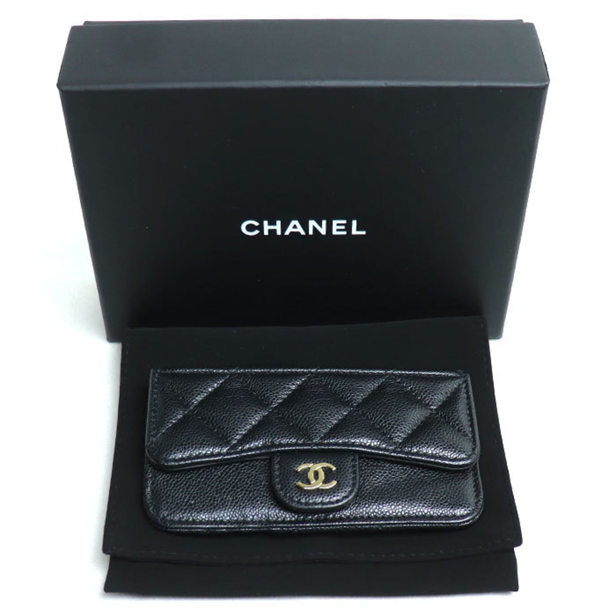 CHANEL Chanel Matelasse Classic Zip Card Case Coin Black AP2570 Women's