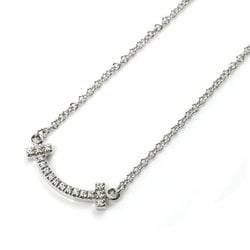 TIFFANY&Co. Tiffany K18WG White Gold T Smile Necklace 62617799 Diamond 2.4g Women's