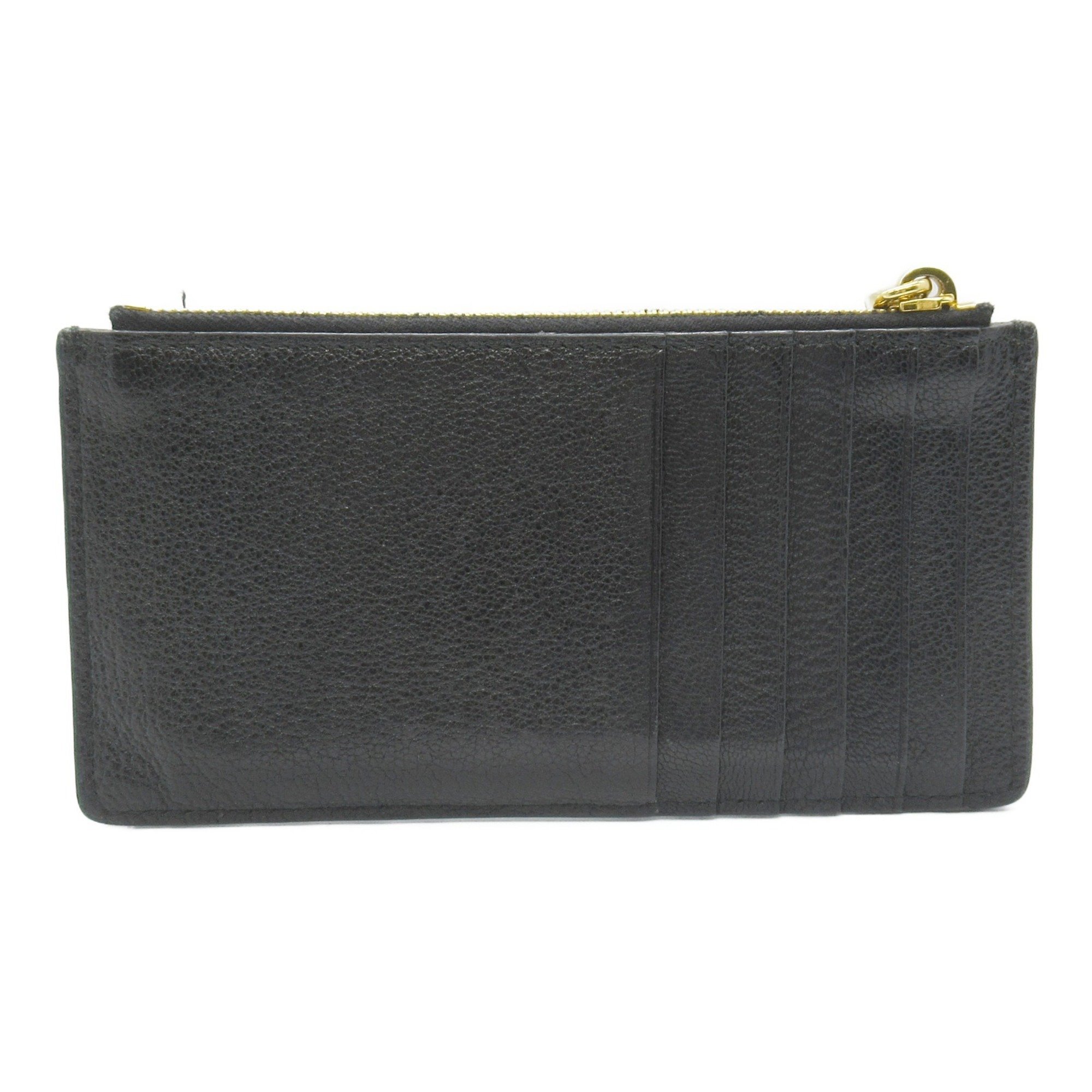 Miu Miu Miu Coin Card Holder Wallet/Coin Case Wallet Leather Women's Black 5MB006