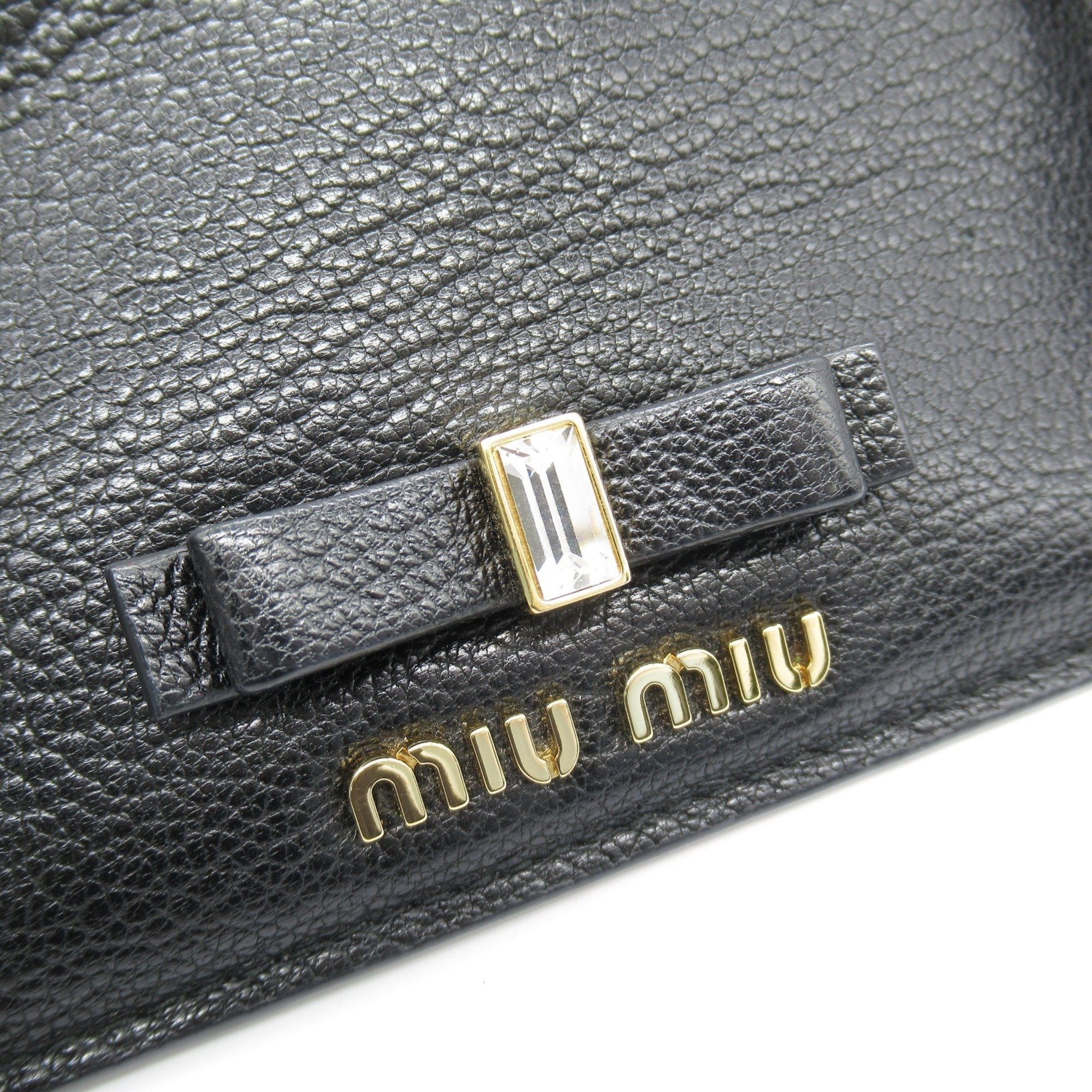 Miu Miu Miu Coin Card Holder Wallet/Coin Case Wallet Leather Women's Black 5MB006