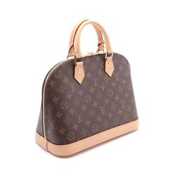 Louis Vuitton Alma Handbag Bag Coated Canvas Leather Monogram Women's Brown M53151