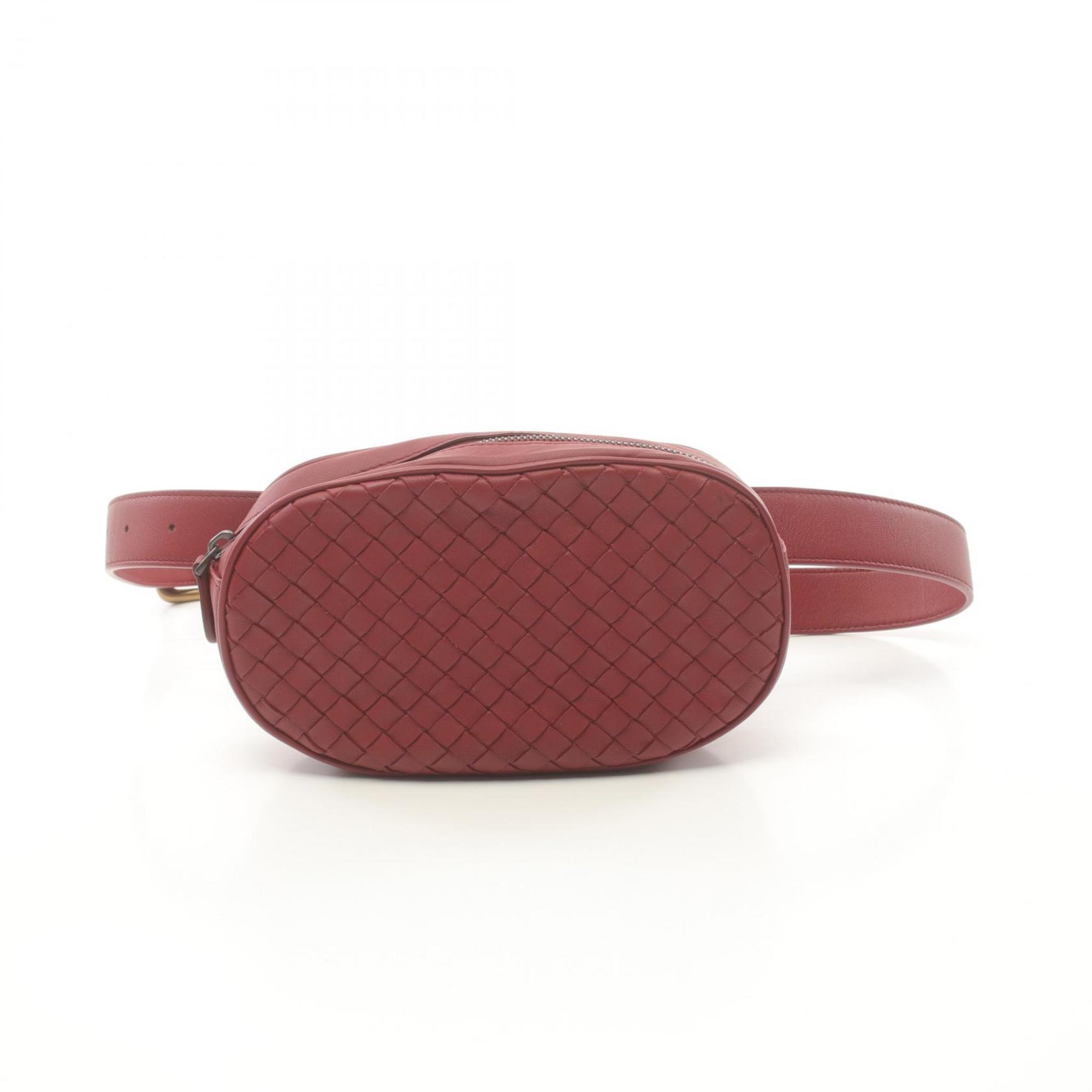 BOTTEGA VENETA Intrecciato Waist Bag, Leather, Women's, Red