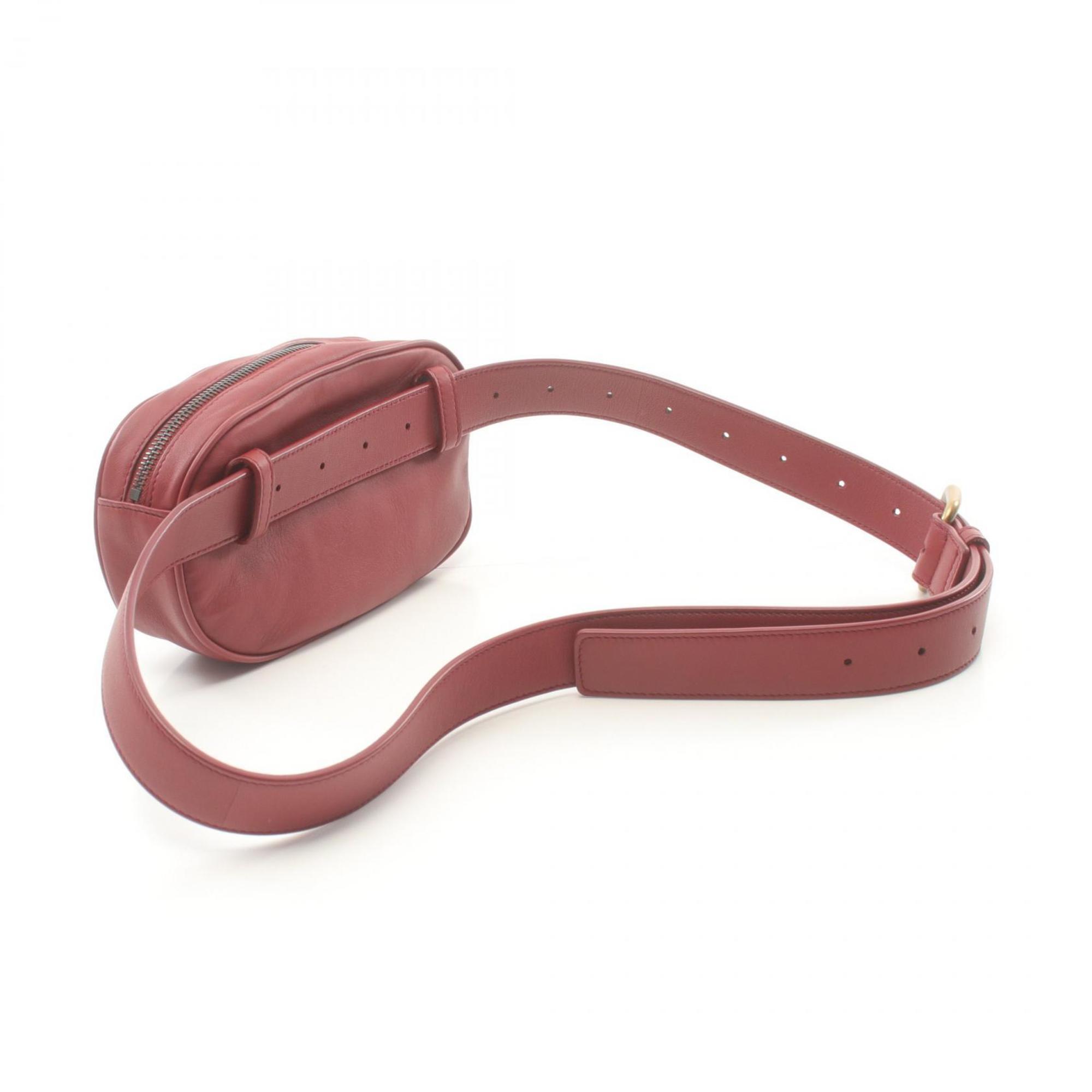 BOTTEGA VENETA Intrecciato Waist Bag, Leather, Women's, Red