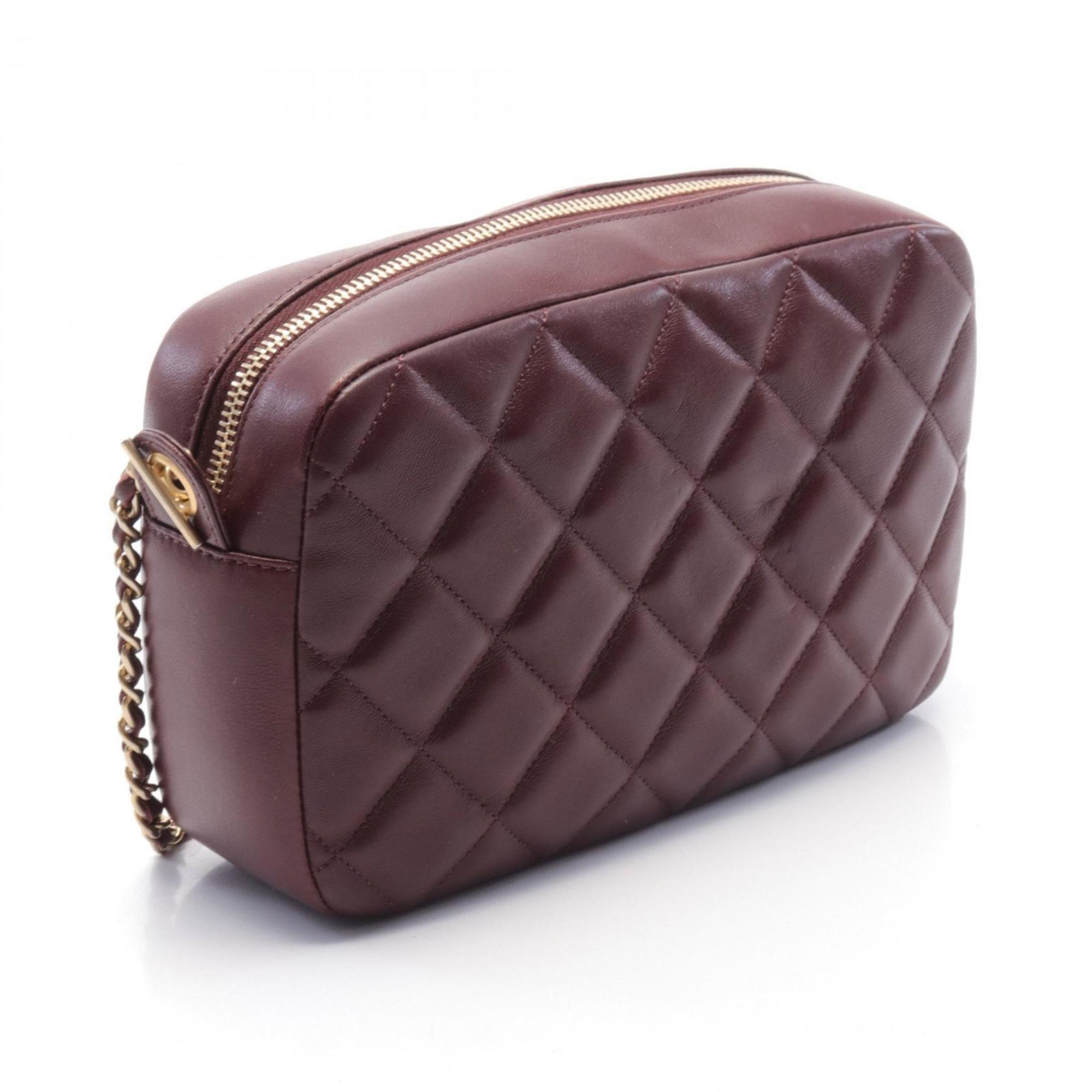 CHANEL Matelasse Shoulder Bag Leather Women's Bordeaux