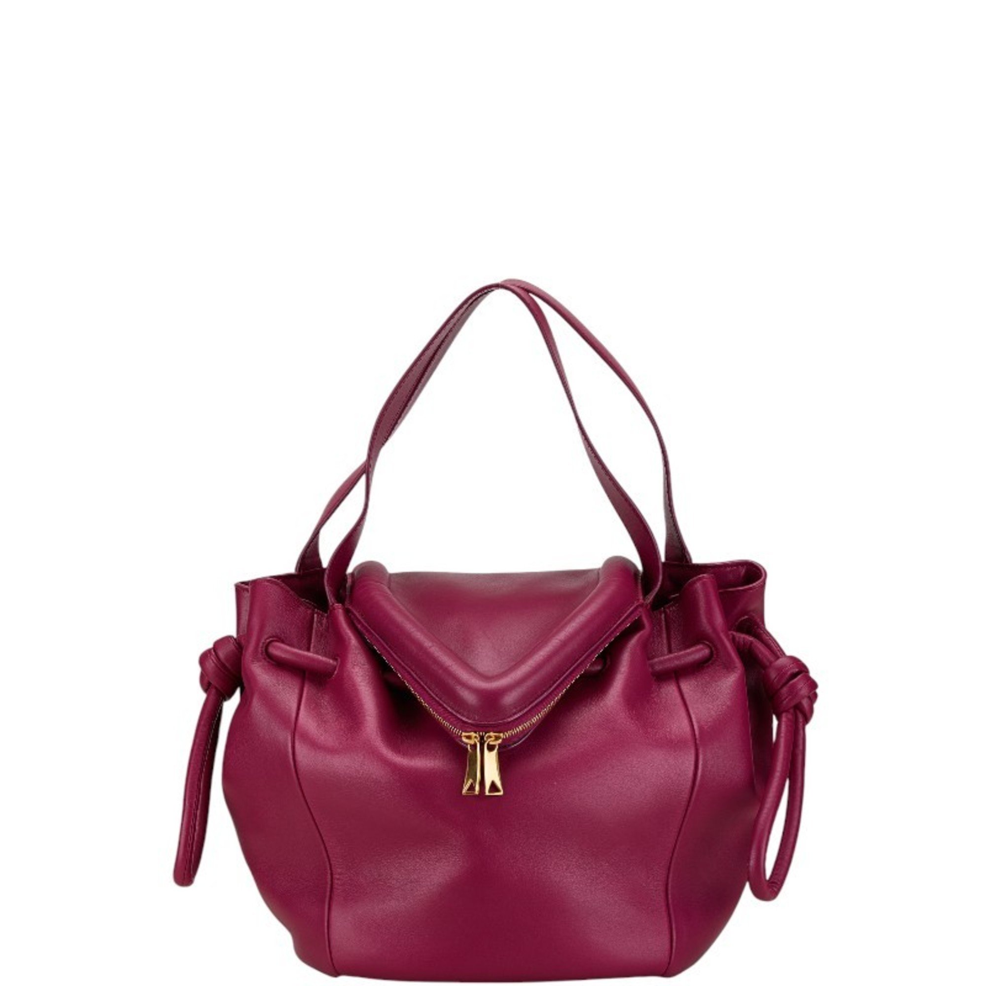 Bottega Veneta Beak Handbag 666531 Cinnabar Purple Calf Leather Women's BOTTEGAVENETA