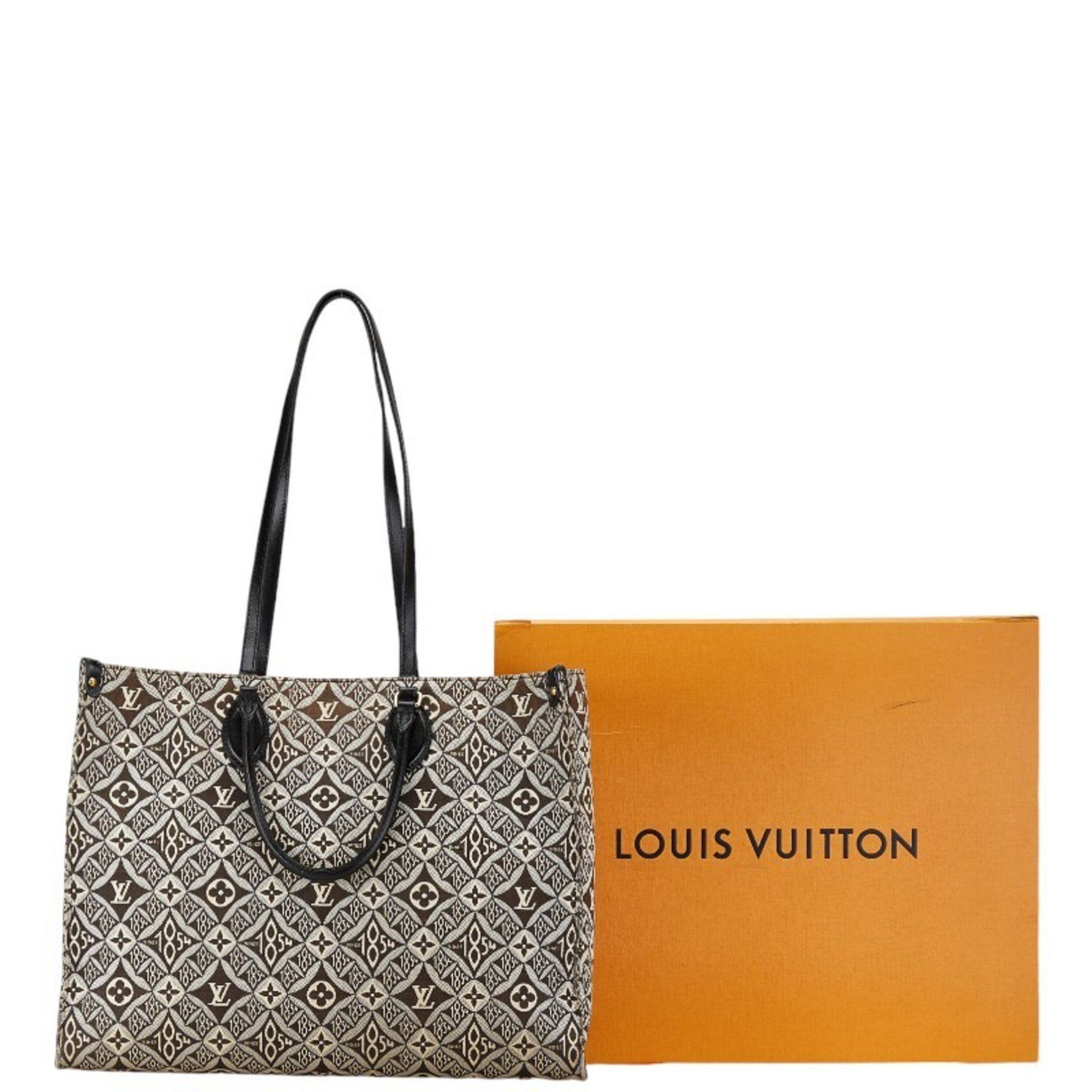 Louis Vuitton Monogram Jacquard On the Go GM Tote Bag M57207 Black White Canvas Leather Women's LOUIS VUITTON