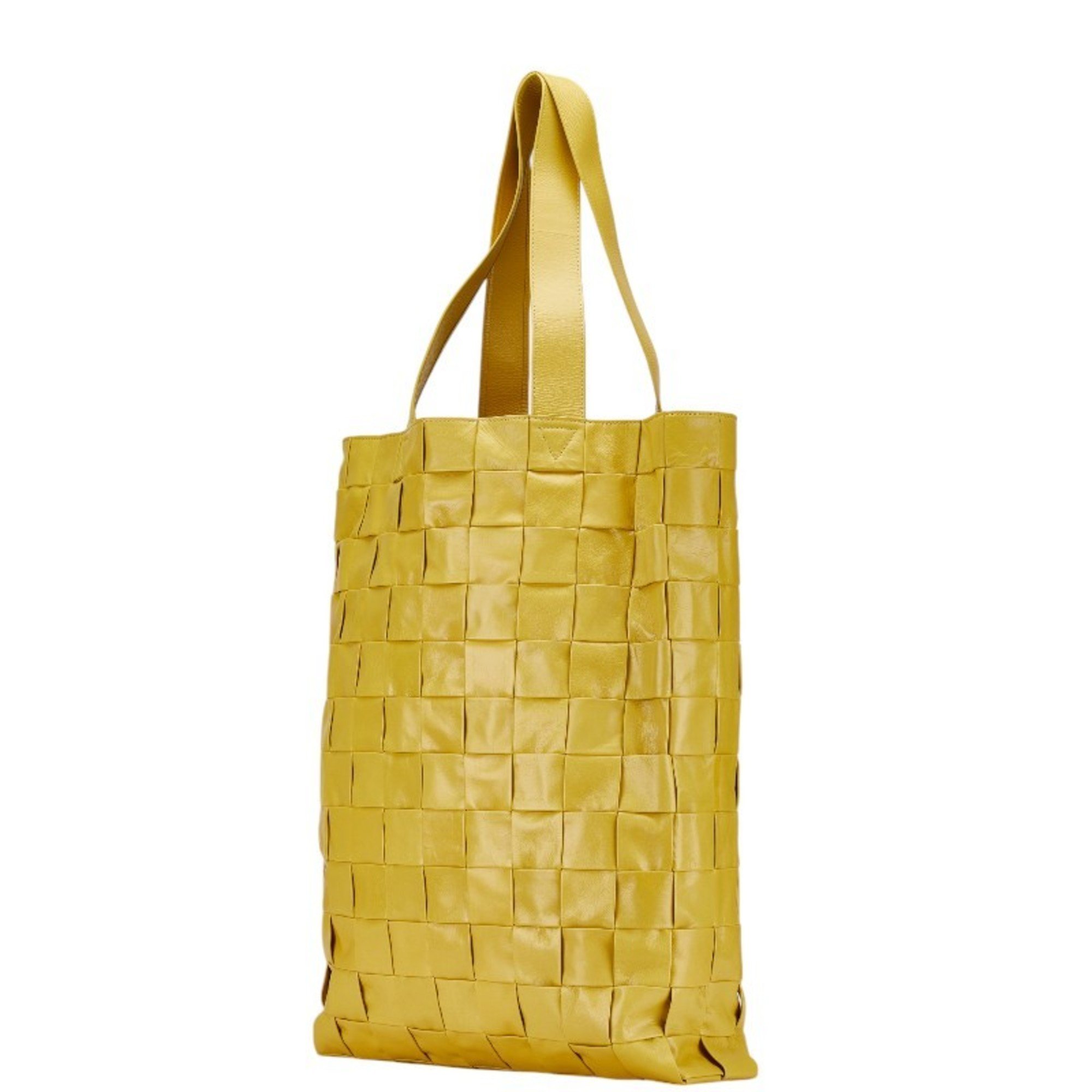 Bottega Veneta Maxi Intrecciato Tote Bag Yellow Calf Leather Women's BOTTEGAVENETA