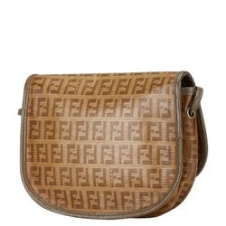 FENDI ZUCCA shoulder bag brown PVC leather women's