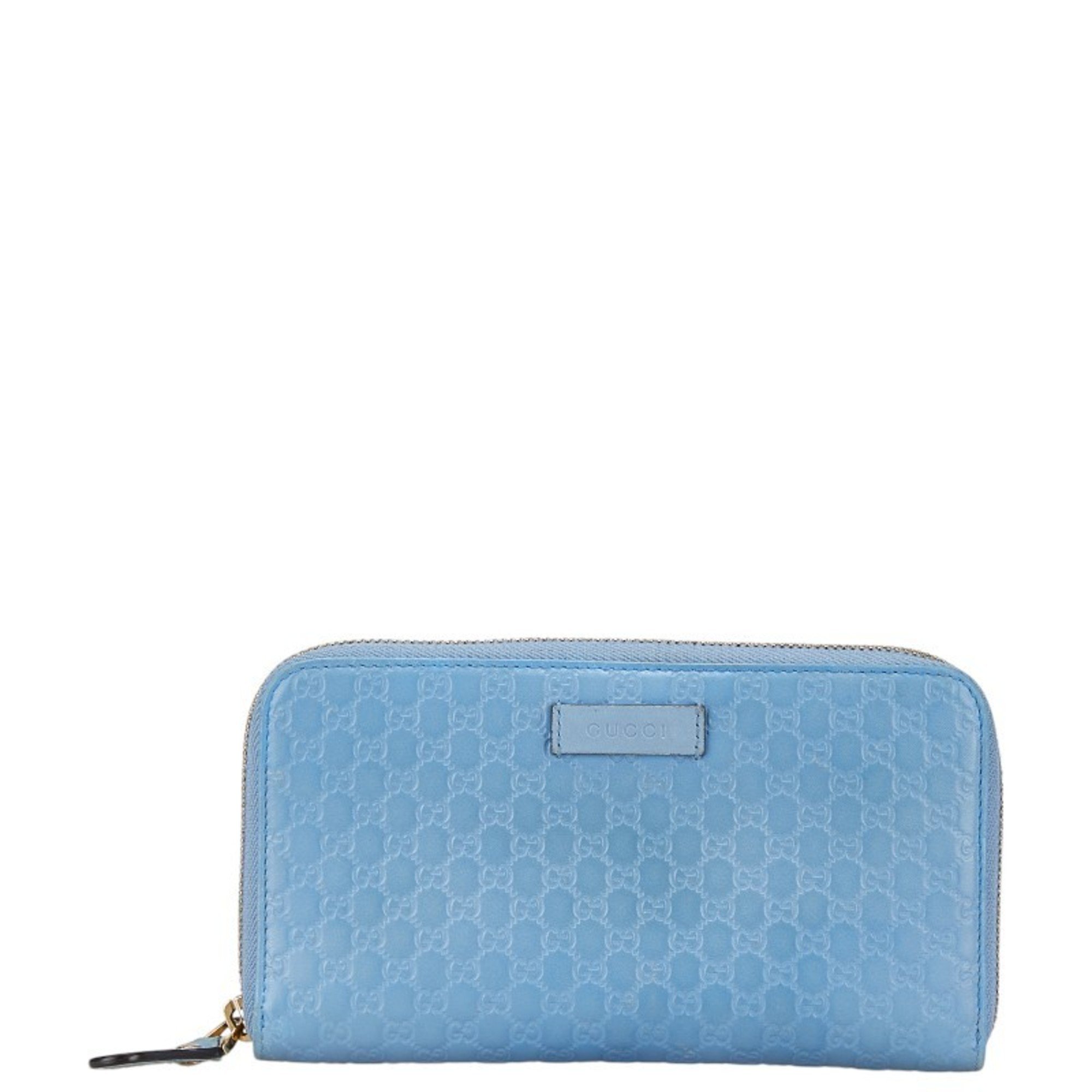 Gucci Guccissima Round Long Wallet 449391 Light Blue PVC Leather Women's GUCCI