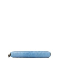 Gucci Guccissima Round Long Wallet 449391 Light Blue PVC Leather Women's GUCCI