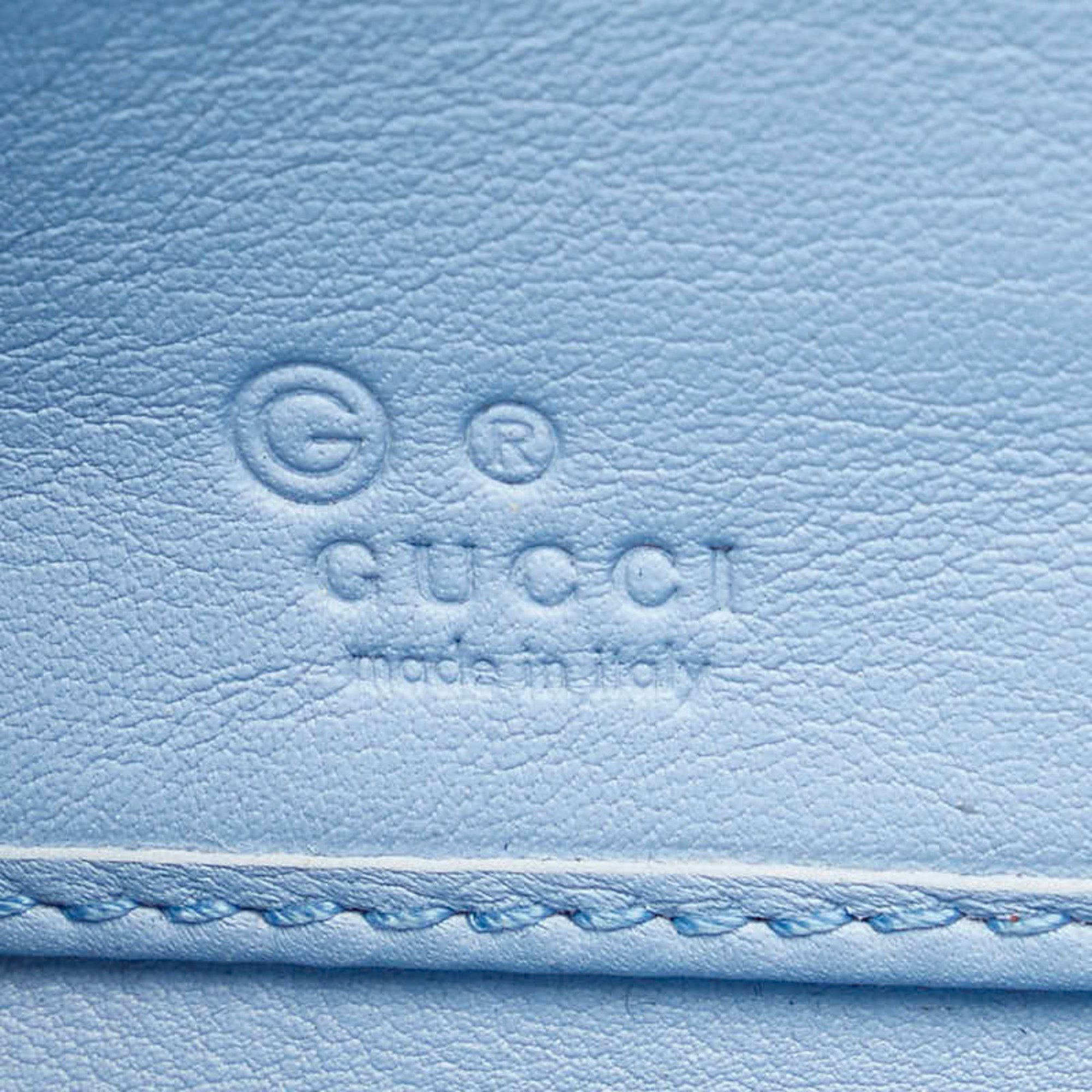 Gucci Guccissima Round Long Wallet 449391 Light Blue PVC Leather Women's GUCCI