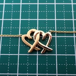 TIFFANY 750 Double Loving Heart Pendant Necklace