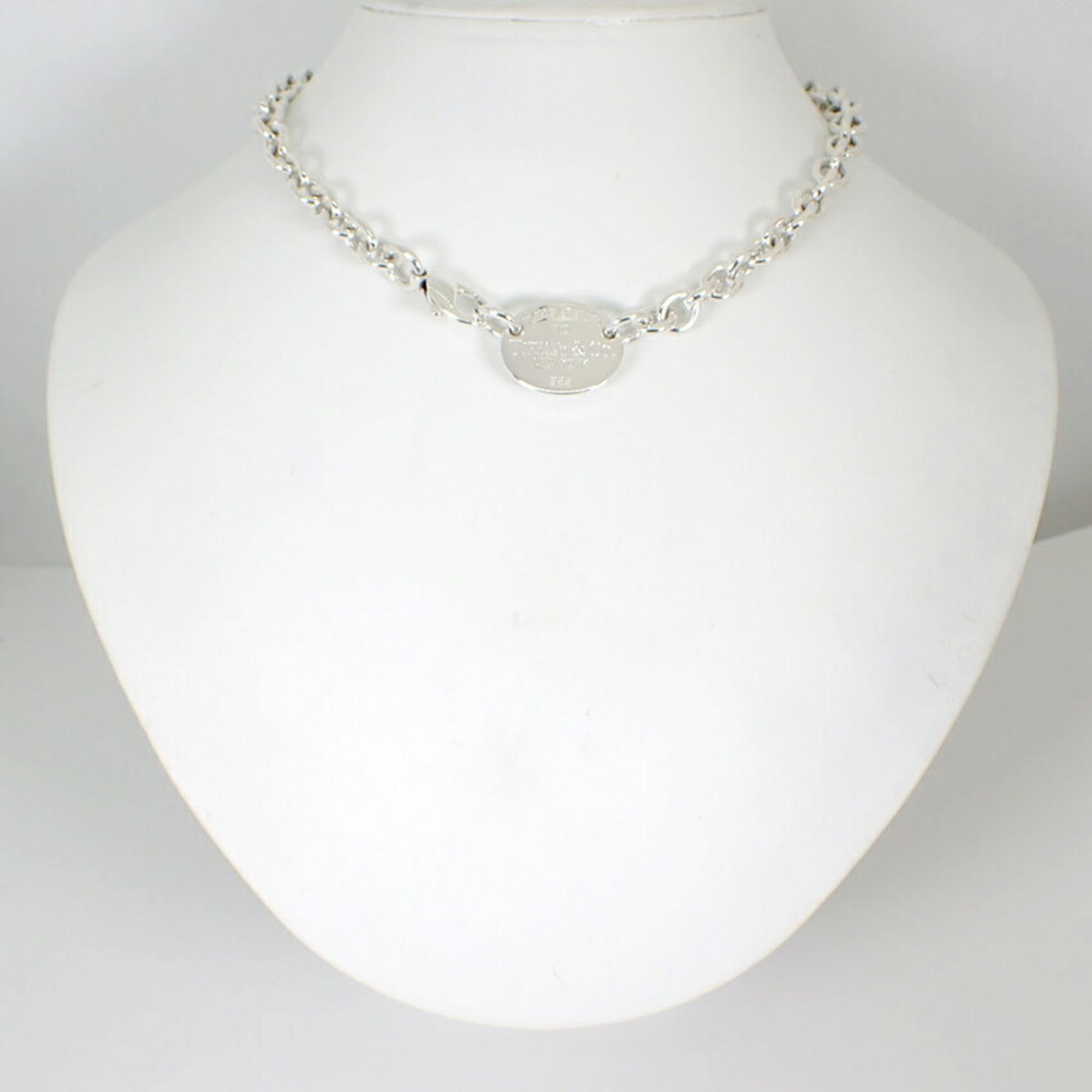 TIFFANY 925 Return to Tiffany Oval Tag Choker Necklace