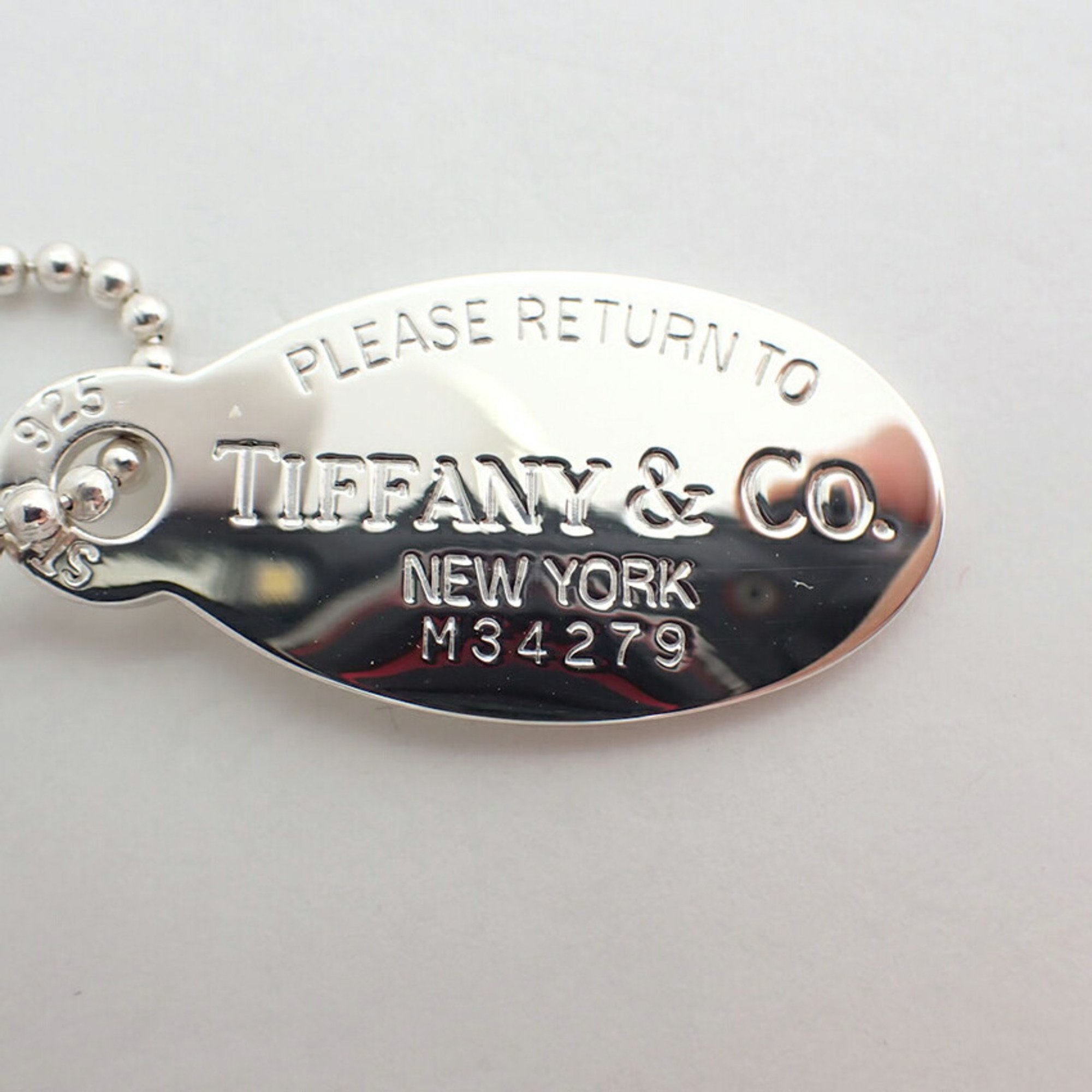 TIFFANY 925 Return to Tiffany Oval Tag Pendant Necklace