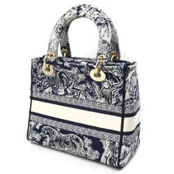 Christian Dior Lady D-Lite Medium 2-Way Shoulder Bag Navy White M0565ORGO M928 Women's