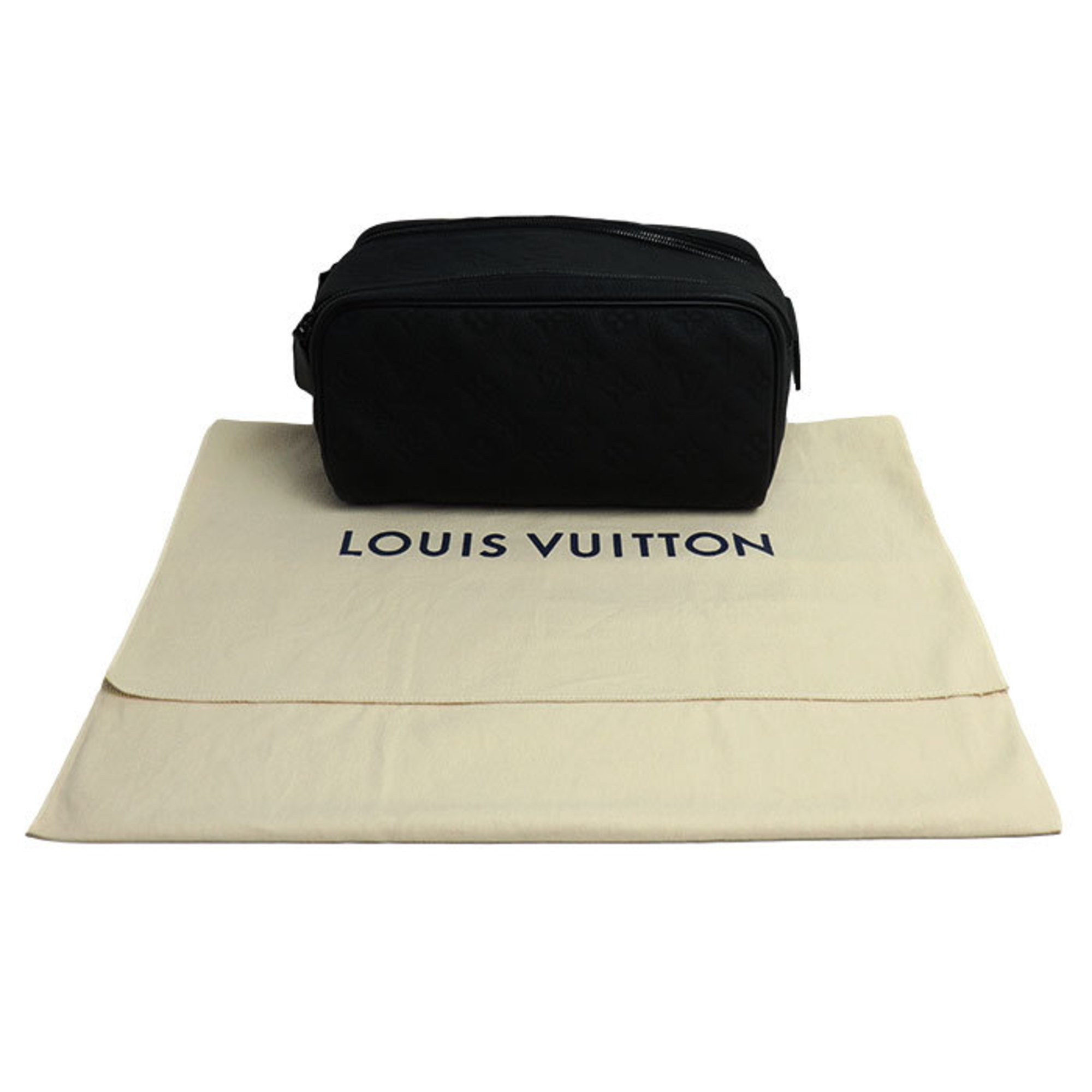 LOUIS VUITTON Louis Vuitton Dopp Kit Second Bag Monogram Taurillon Black M59478 IC Men's