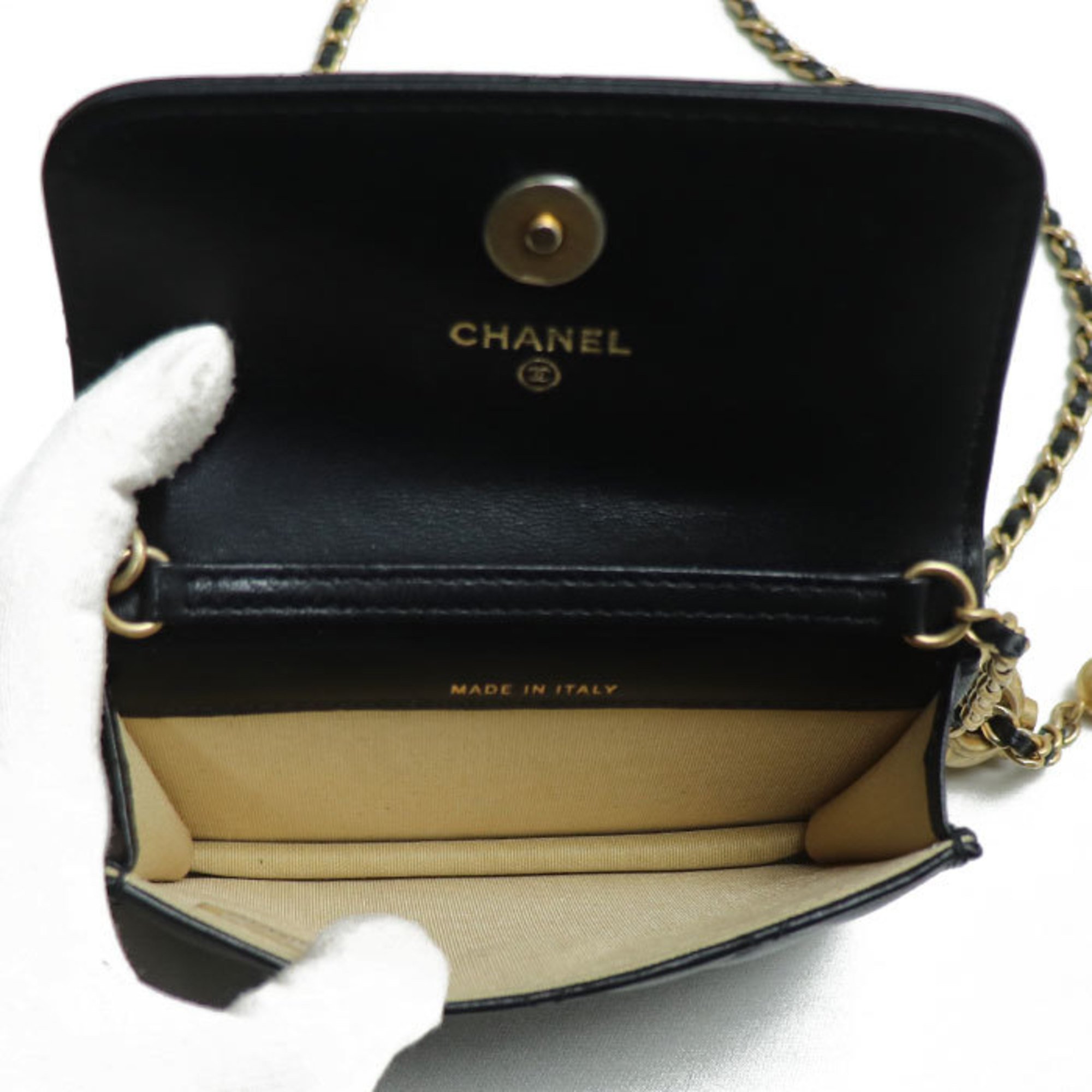 CHANEL Chanel Matelasse Shoulder Bag Black AP1628 Chain Clutch Women's