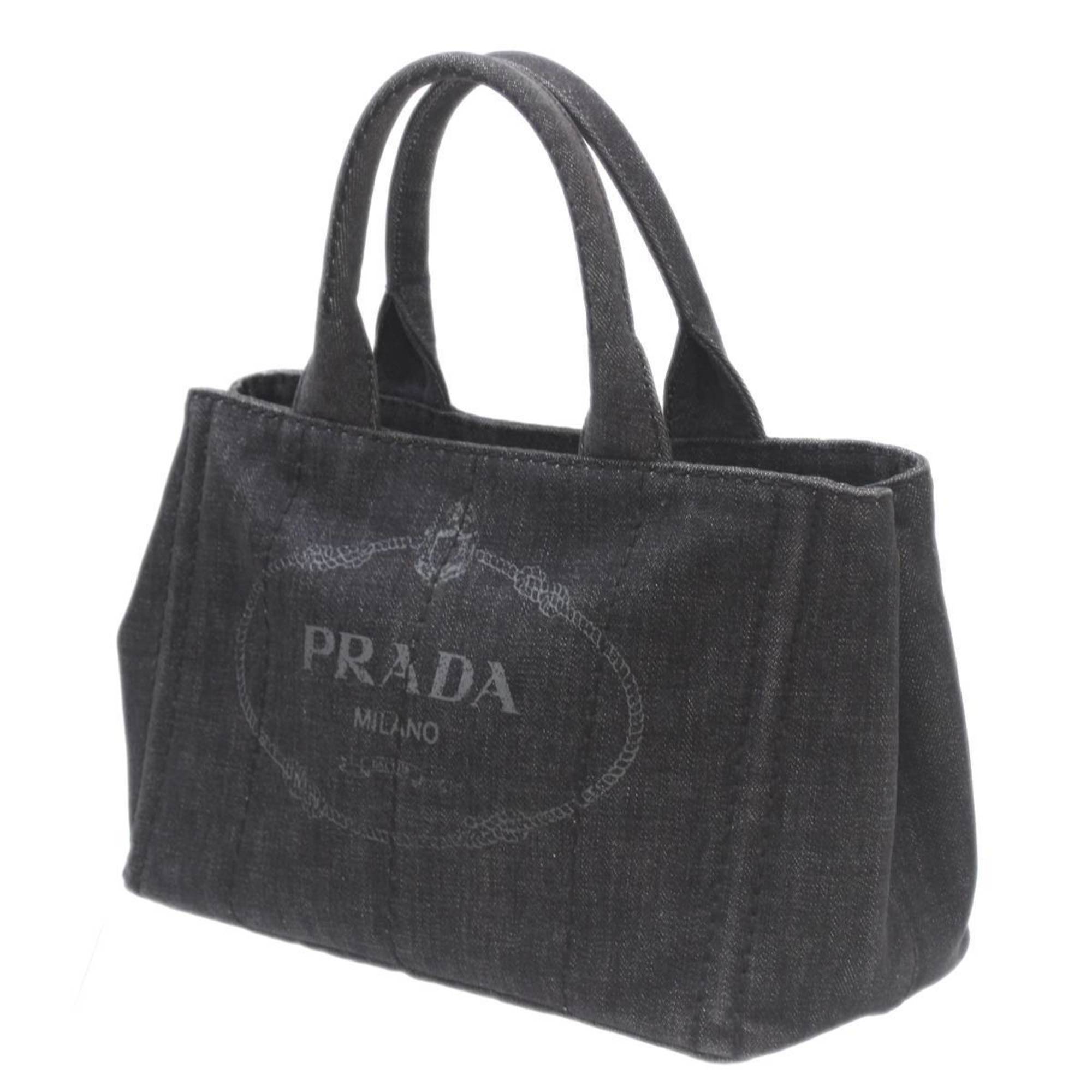 PRADA Prada Handbag Canapa Grey Denim 1BG439 Cotton